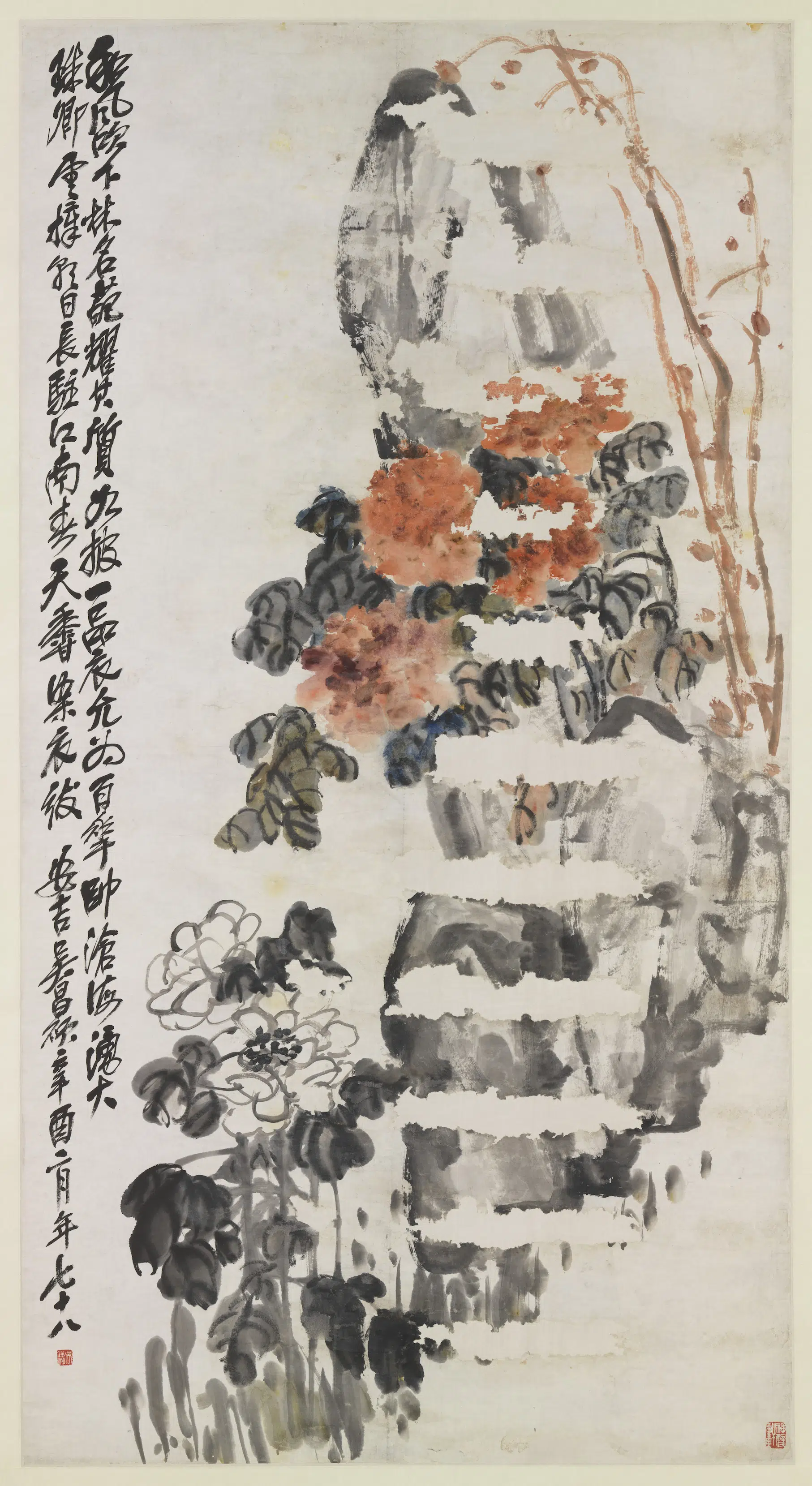 清代【吴昌硕】《大牡丹图轴》