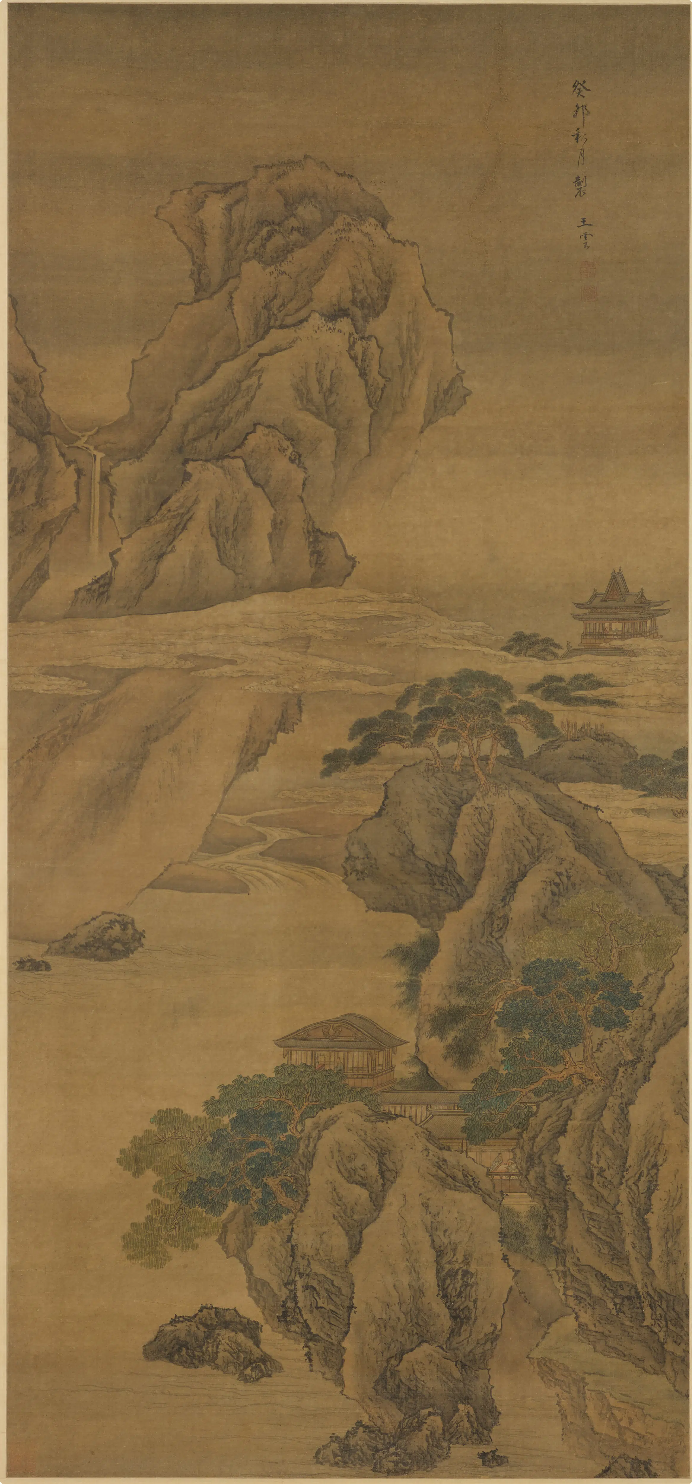 清代【王云】《山楼云起图轴》