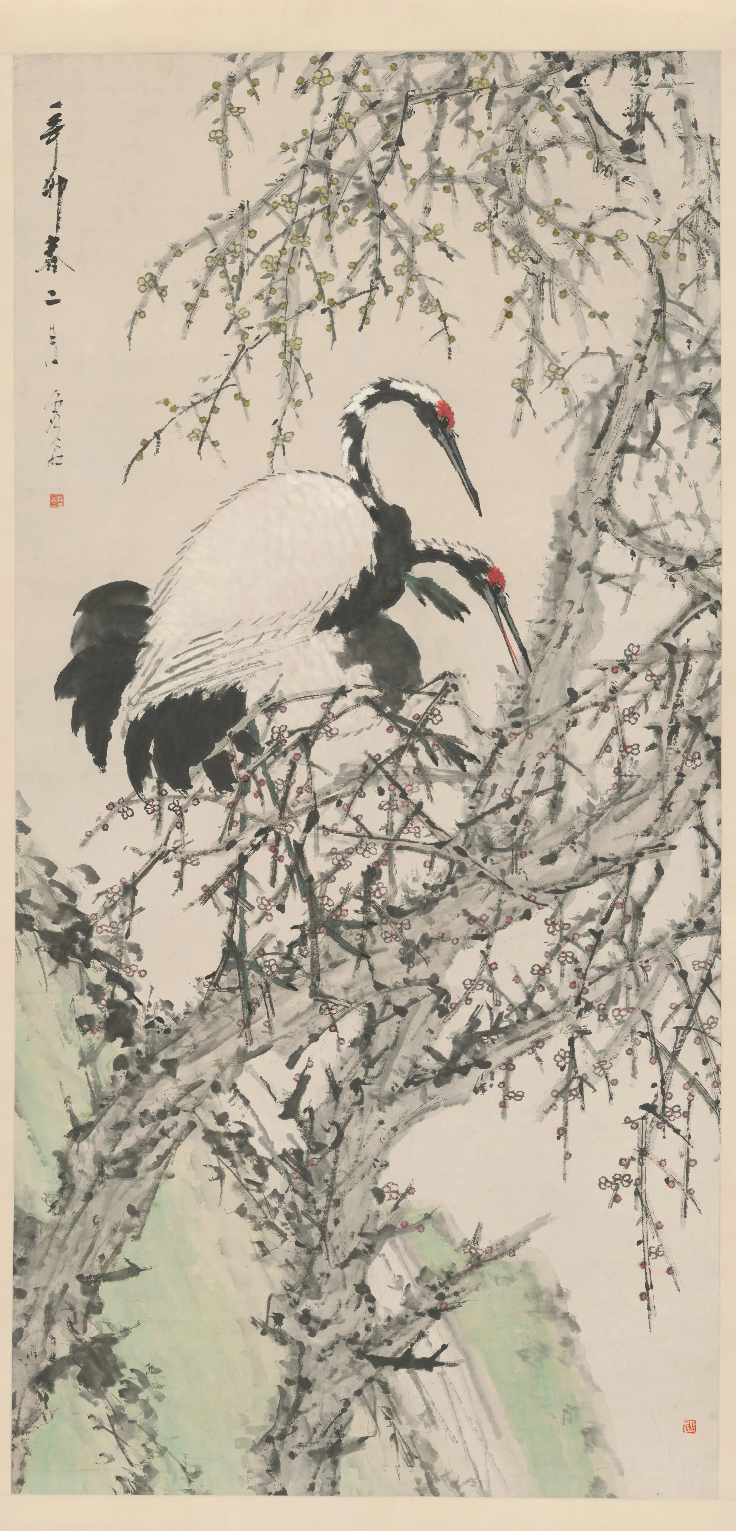清代【虚谷】《梅鹤图轴》