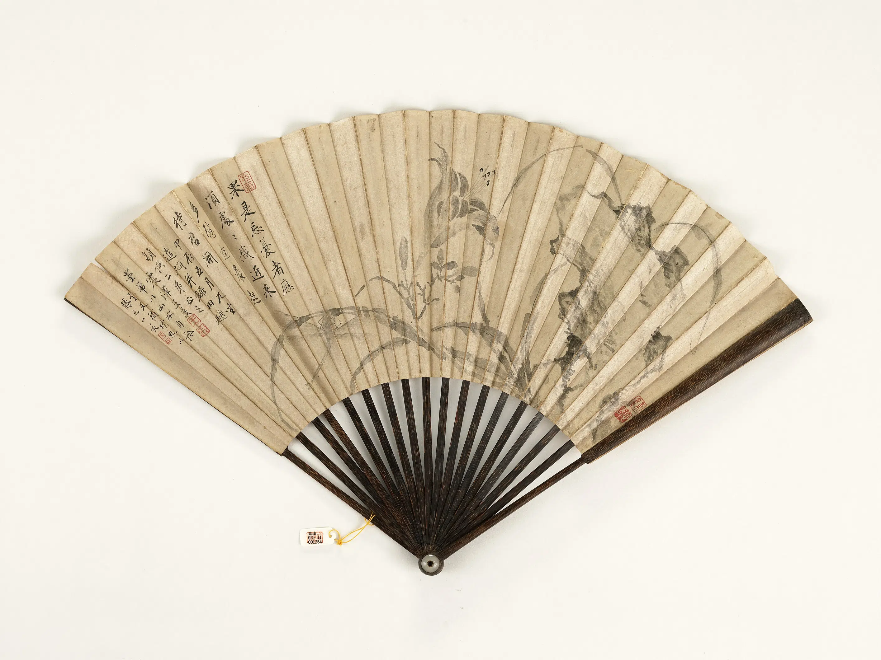 清代【爱新觉罗弘历-乾隆-清高宗】《乾隆御临苏轼帖王武画花卉-成扇》