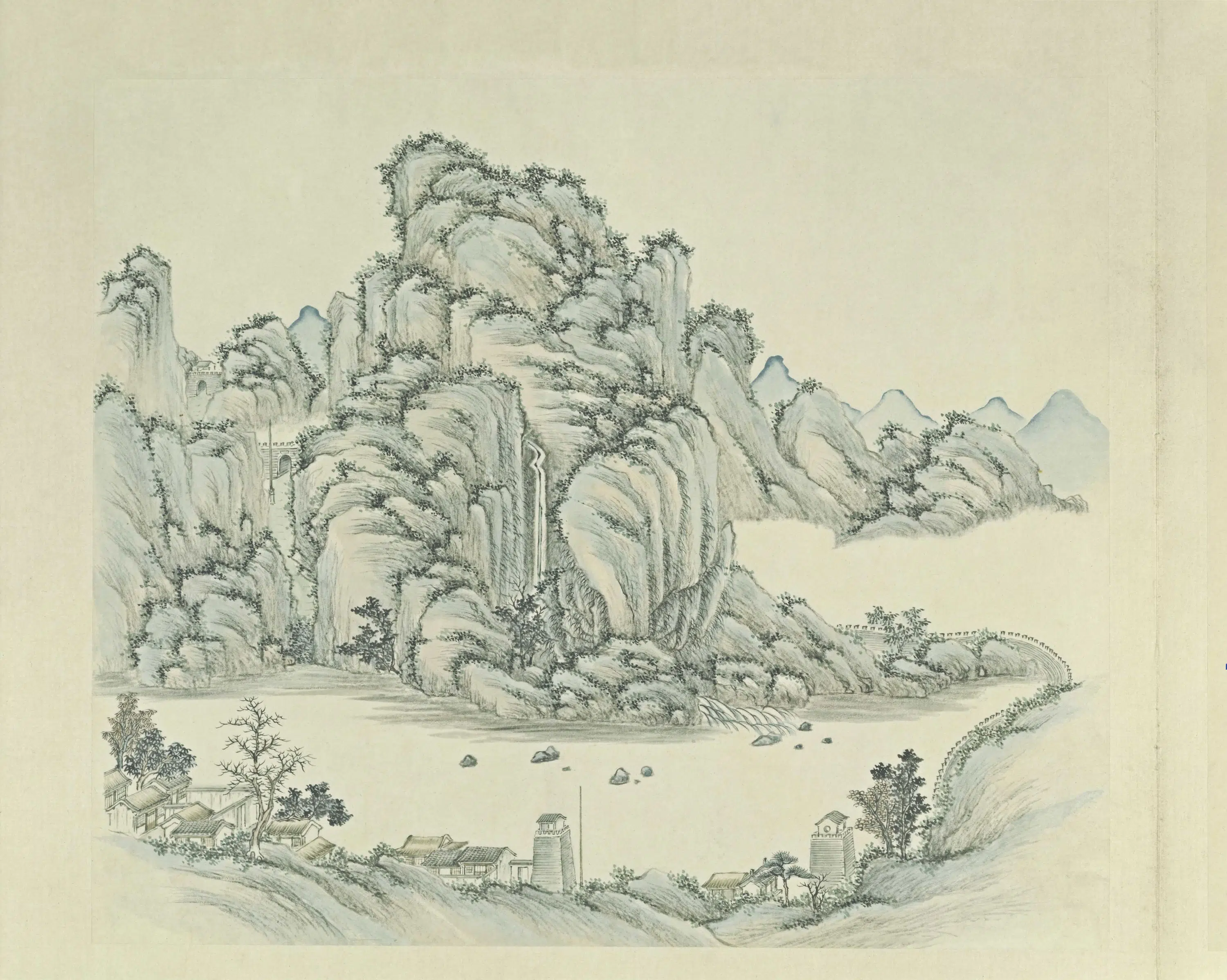 清代【张若澄】《燕山八景图-八开（居庸叠翠）》