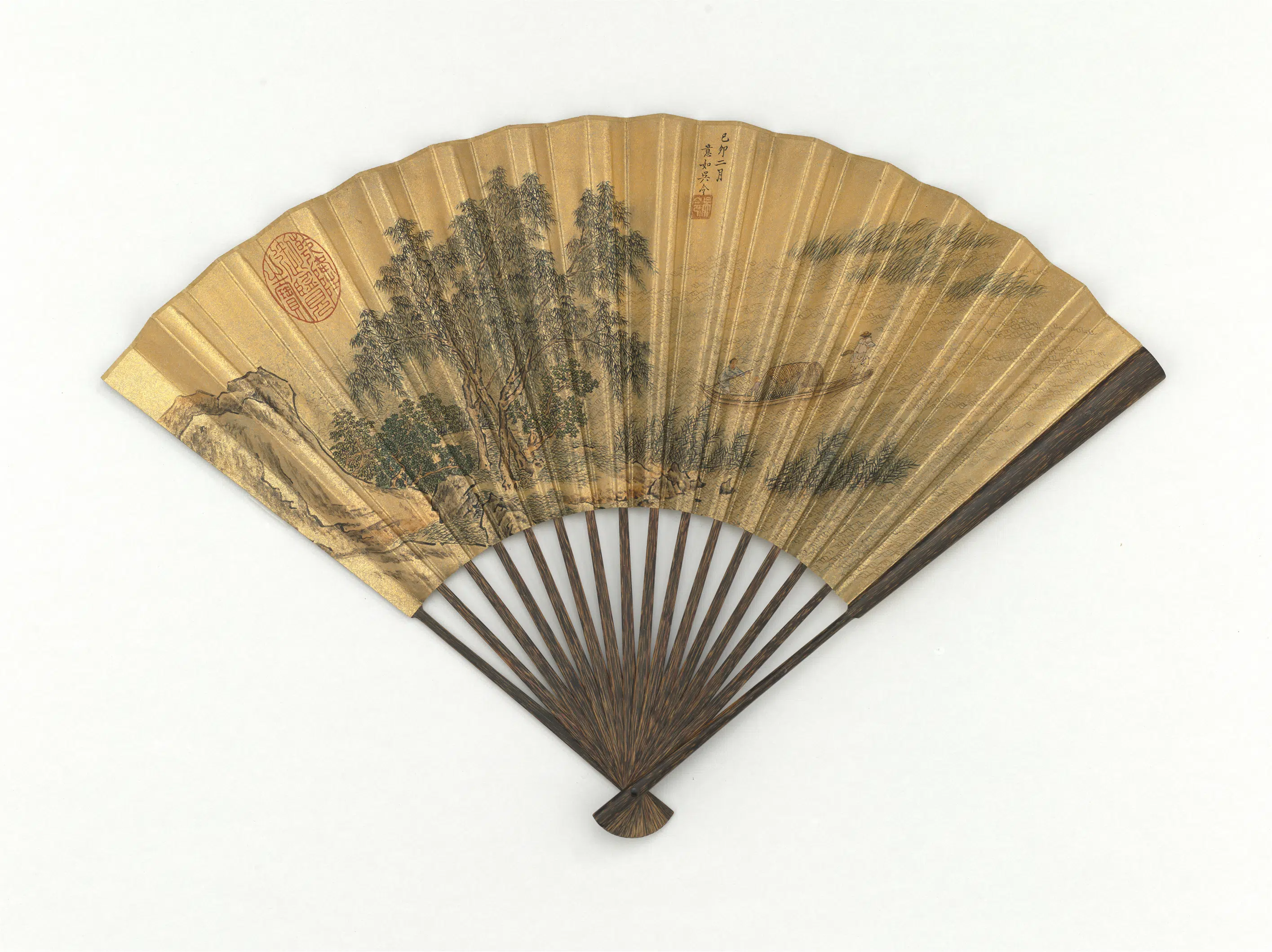 明朝【吴令】《画打鱼图-成扇》