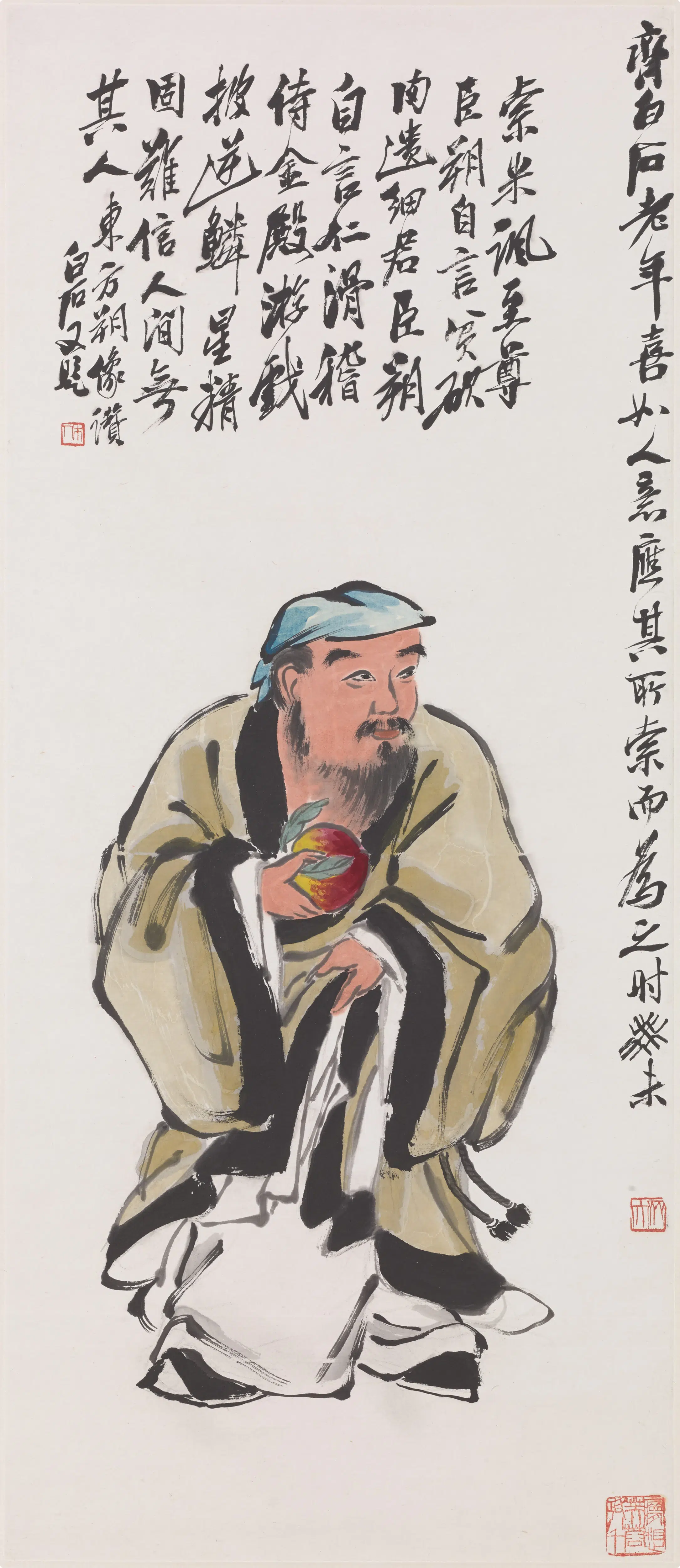 近现代【齐白石】《东方朔像图轴》