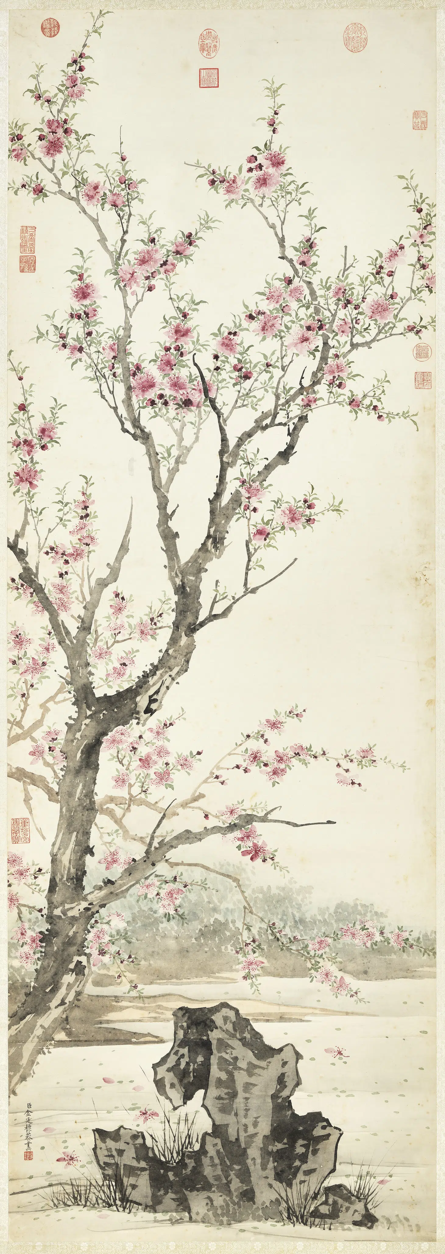 清代【金廷标】《画碧桃图轴》 第1张 清代【金廷标】《画碧桃图轴》 第1张