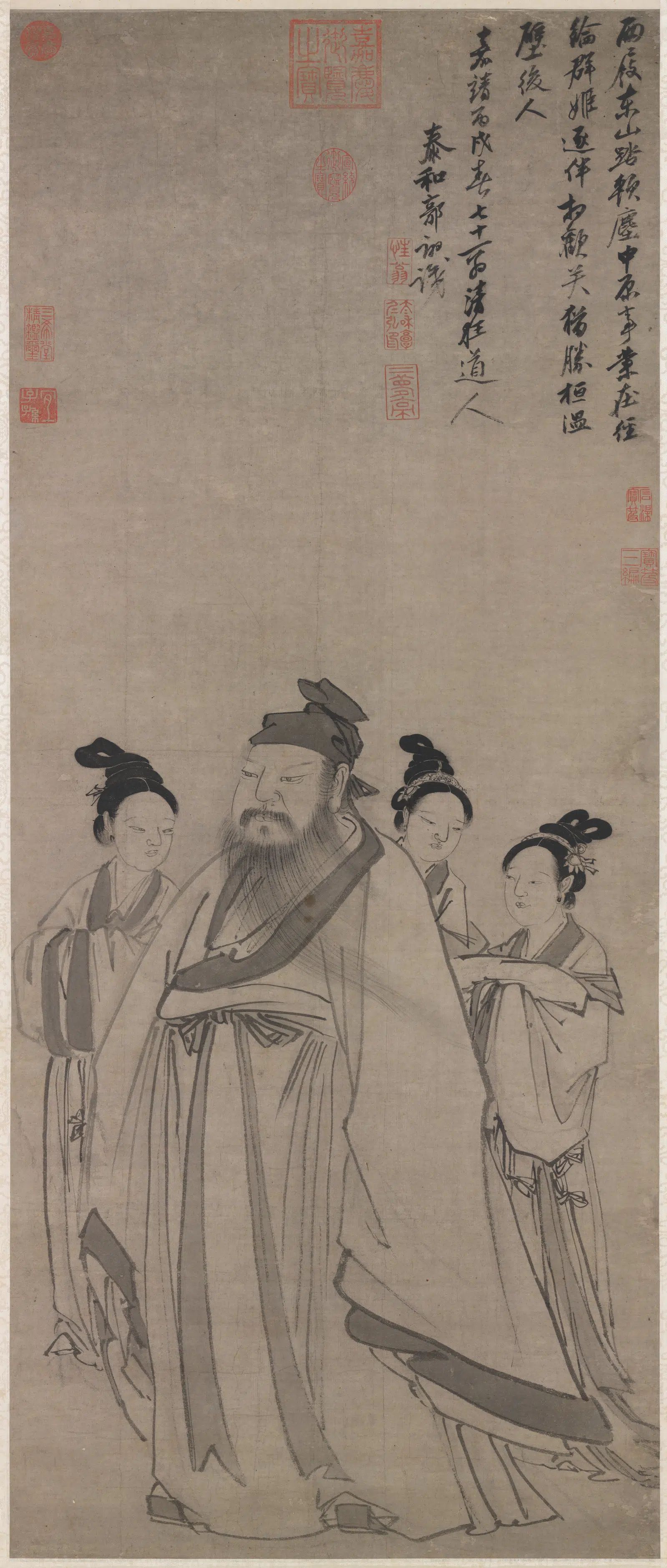 明朝【郭诩】《东山携妓图轴》