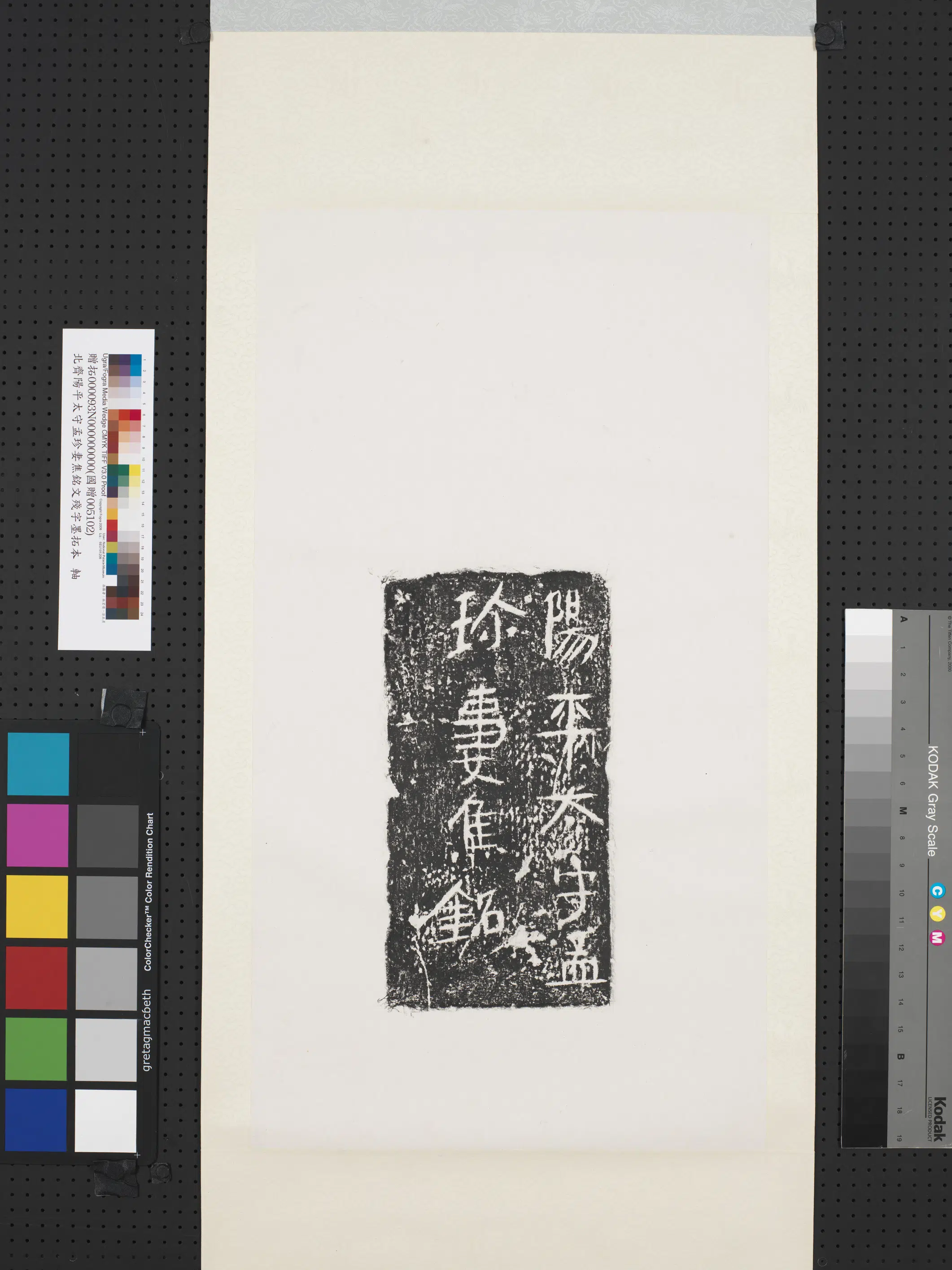 北齐《北齐阳平太守孟珍妻焦铭文残字墨拓本图轴》