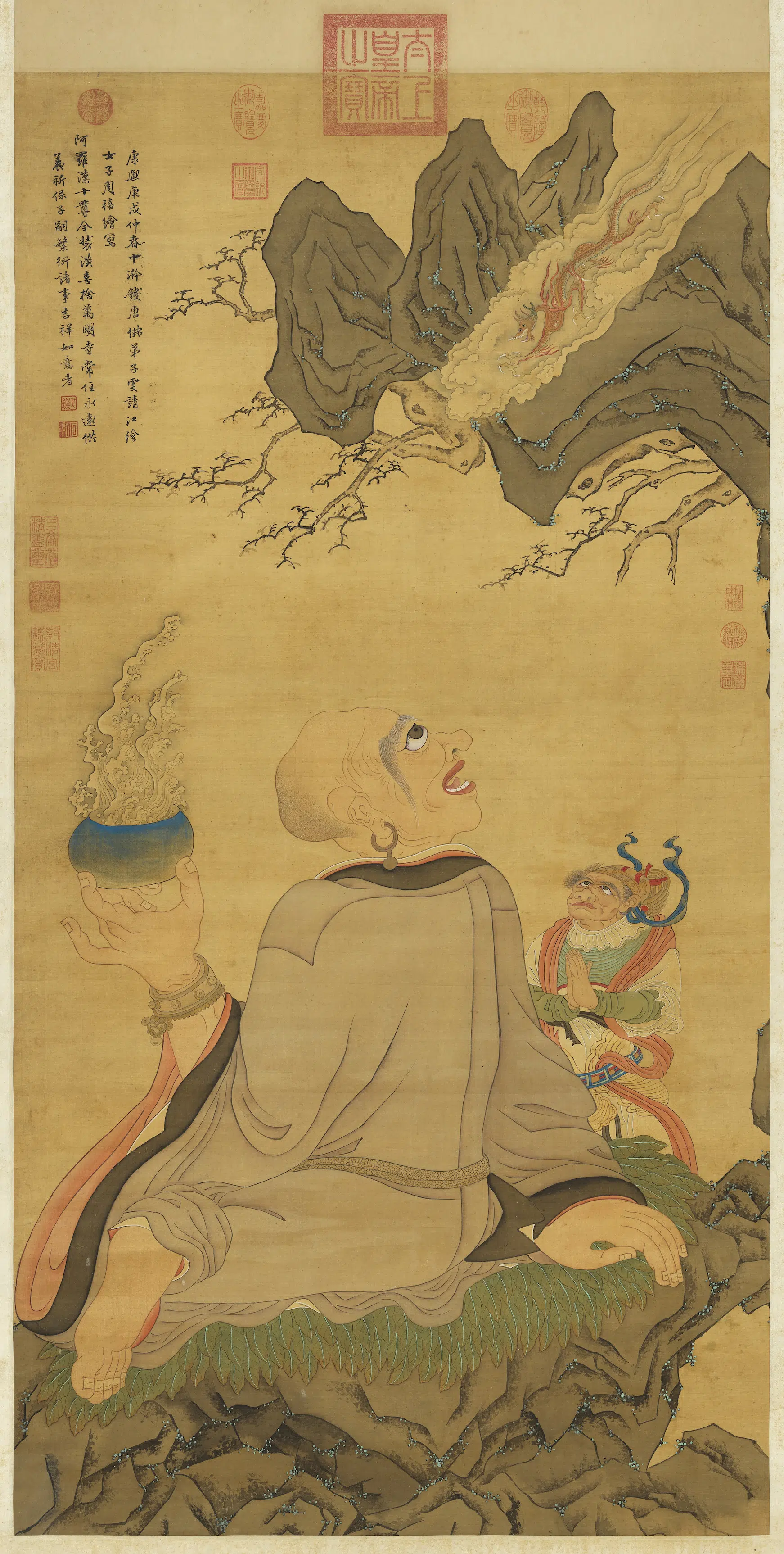 清代【周禧】《画罗汉（壬）图轴》