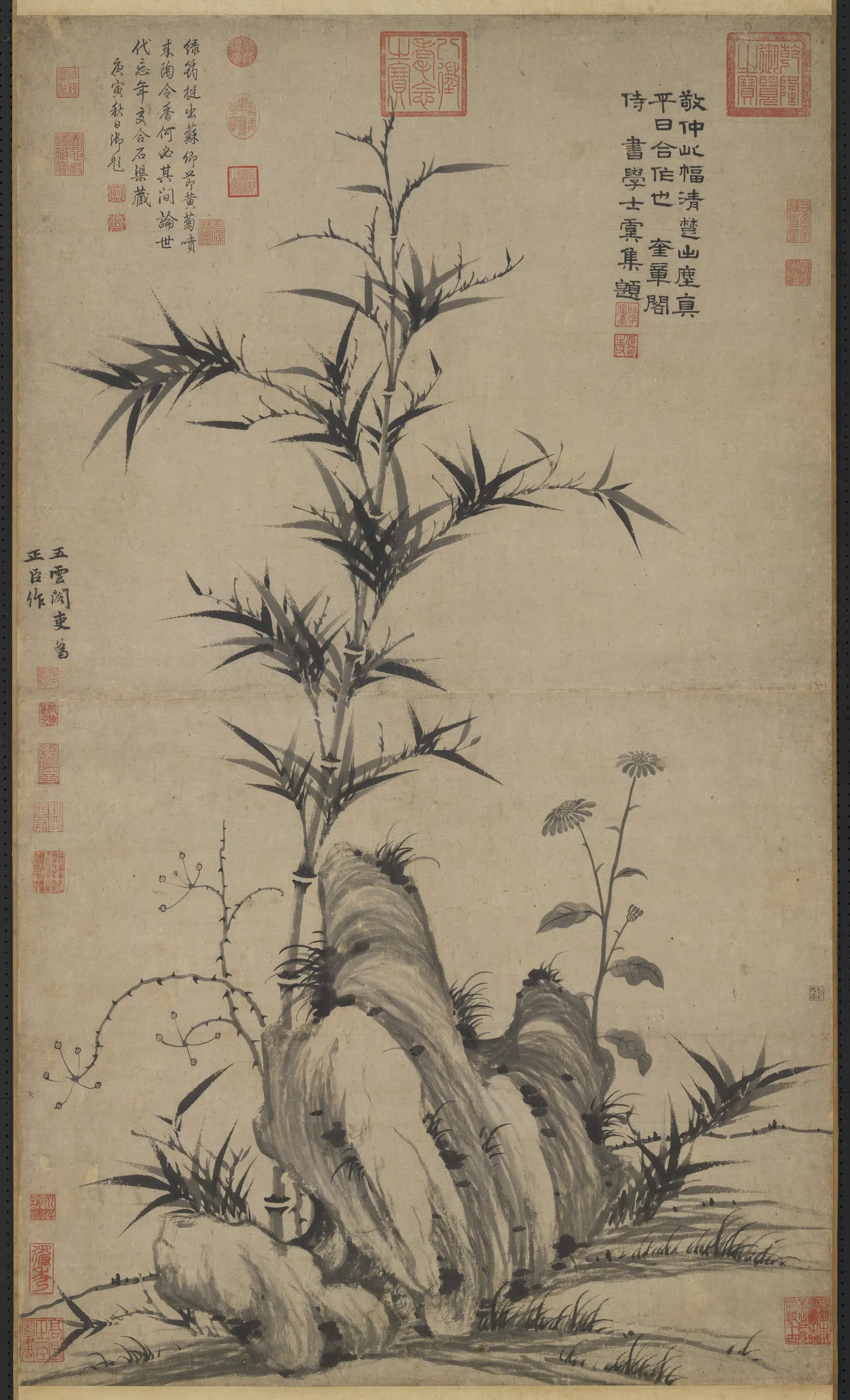 元朝【柯九思】《晚香高节图轴》