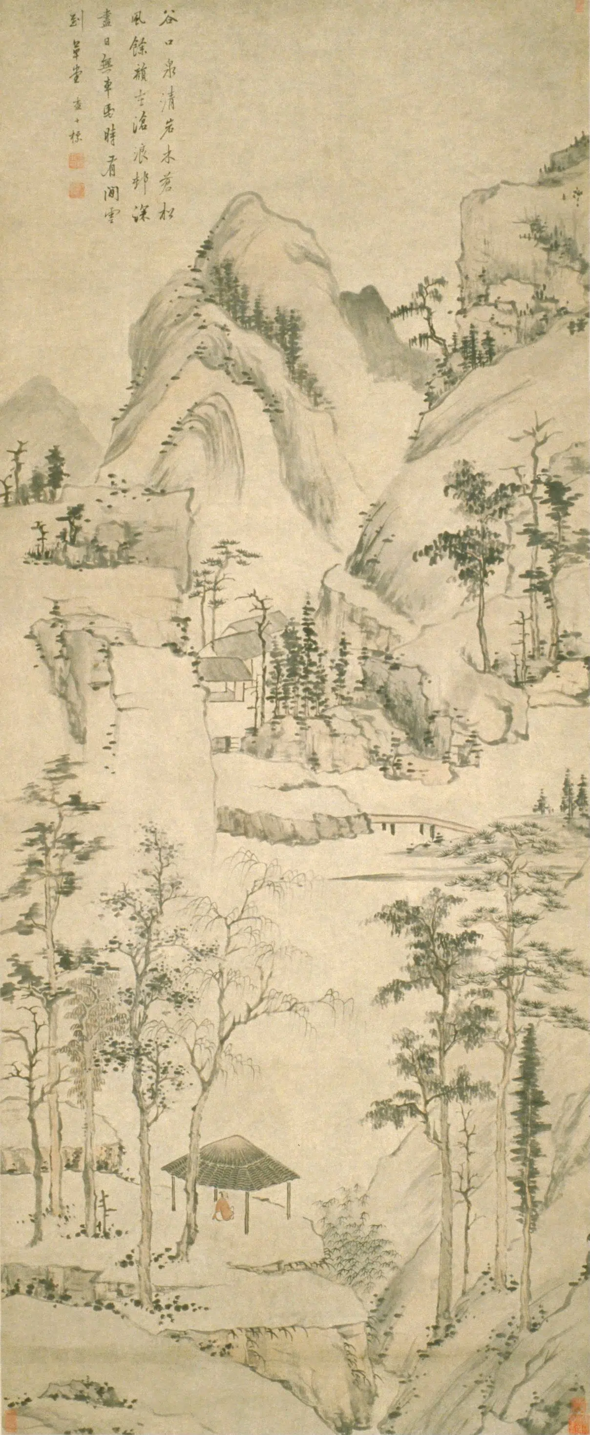 清代【查士标】《山水人物图（普清）》