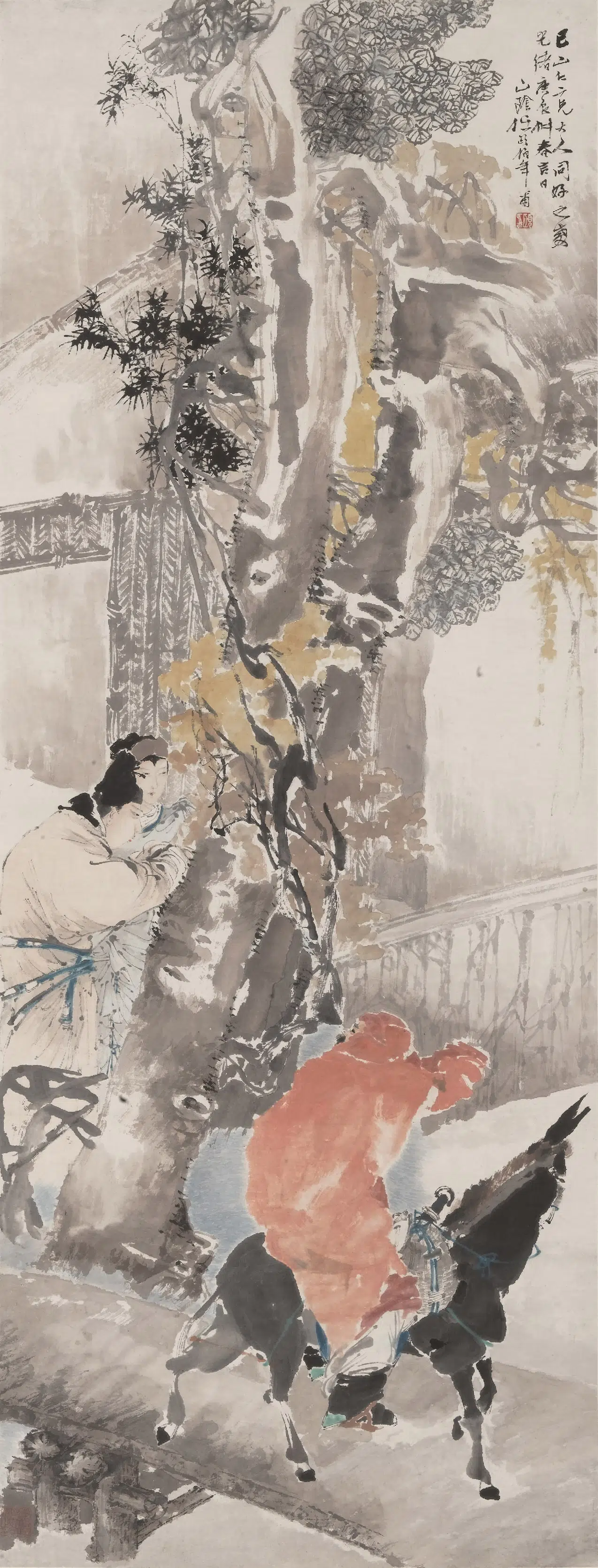 清代【任伯年（任颐）】《风尘三侠图轴》