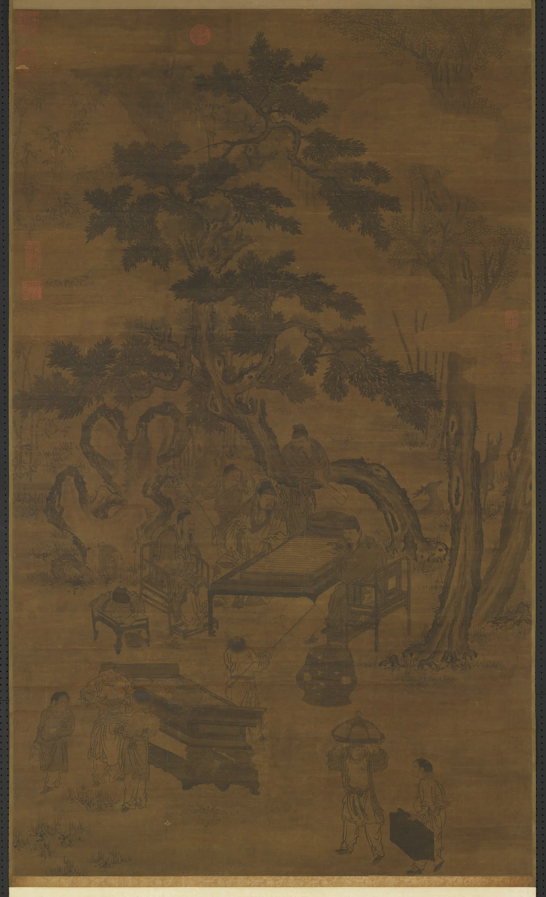 元代《元人画夏墅棋声图轴》 第1张