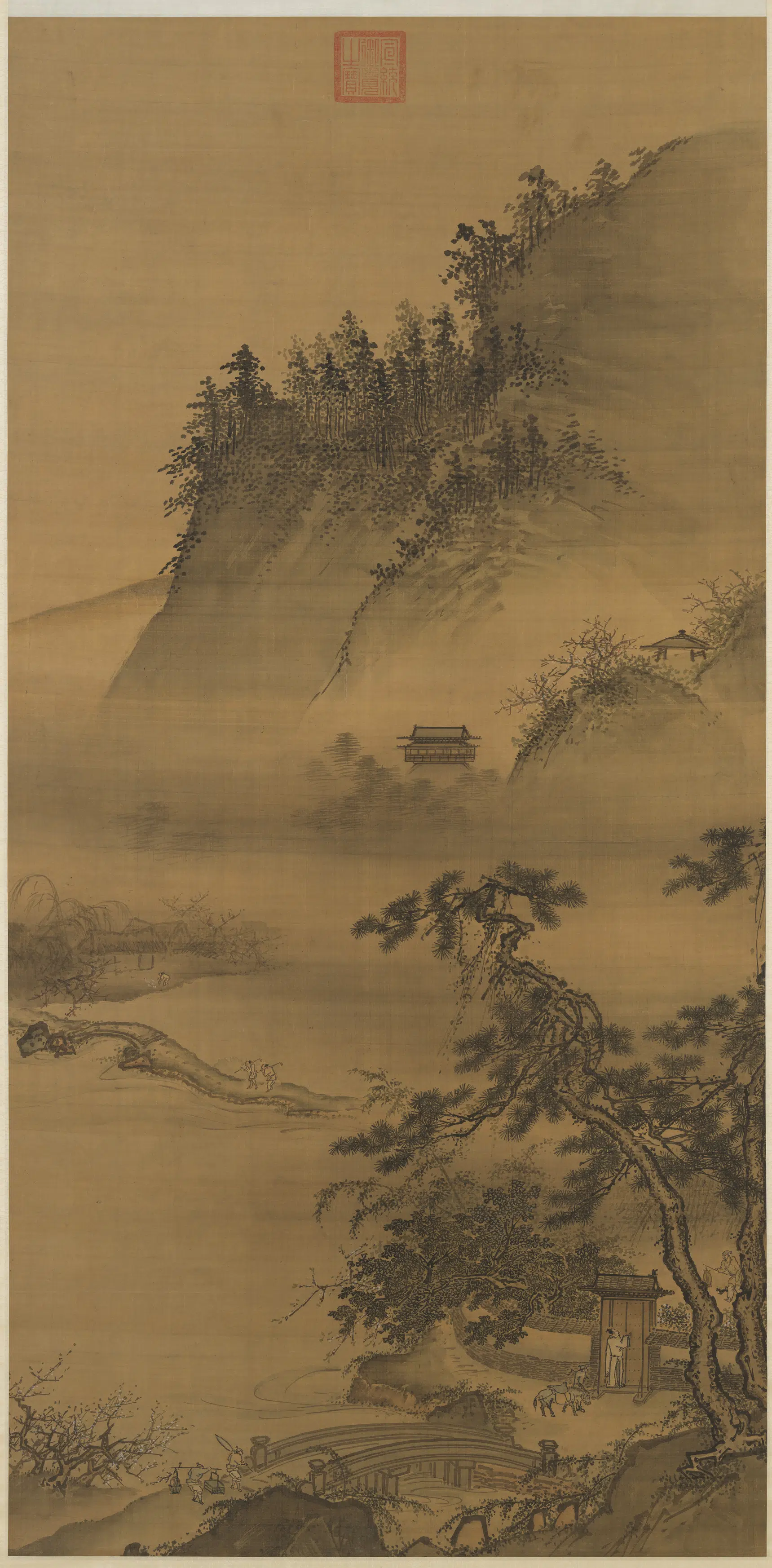 明朝【戴进】《春游晚归图轴》