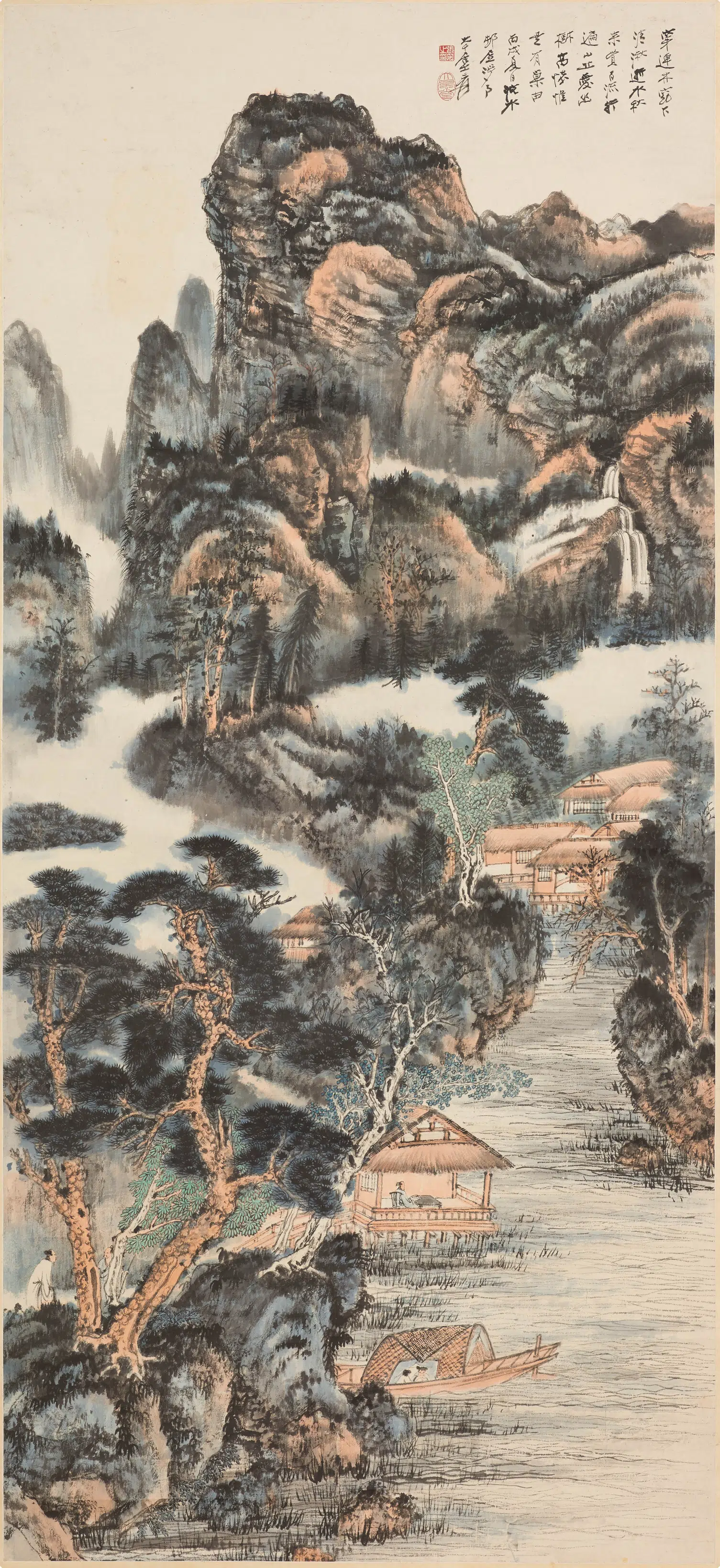 近现代【张大千】《仿石溪山水图轴》