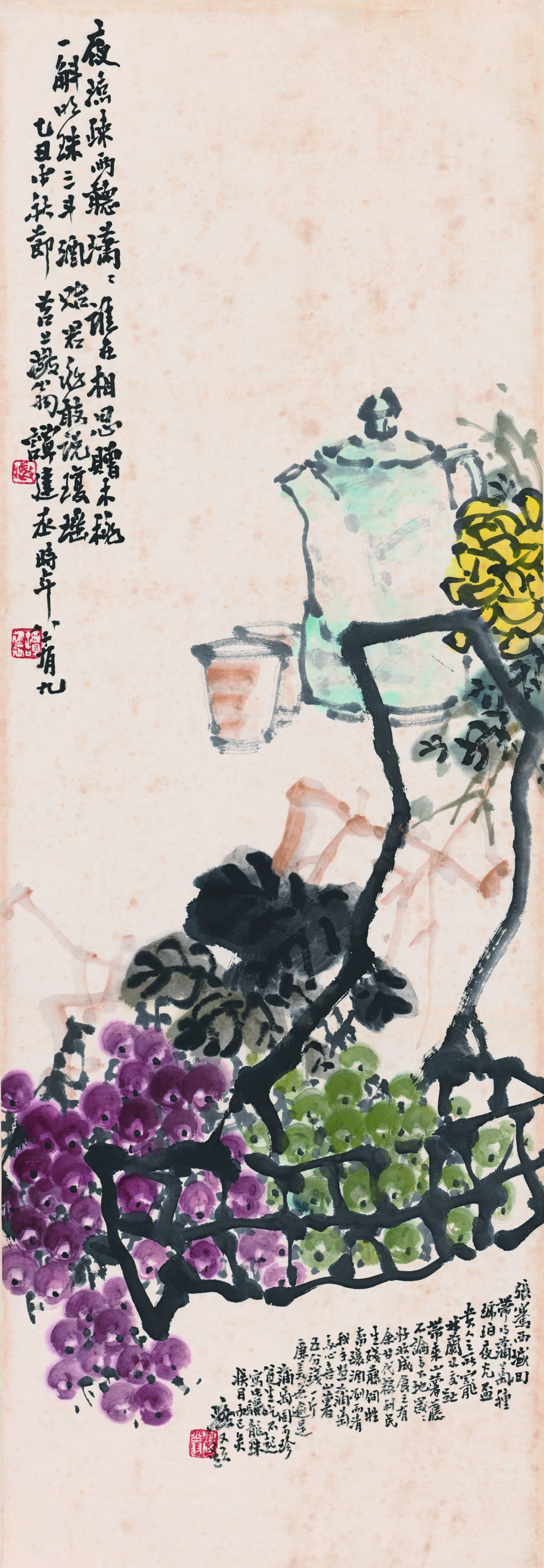 近现代【谭建丞】《菊花图轴》