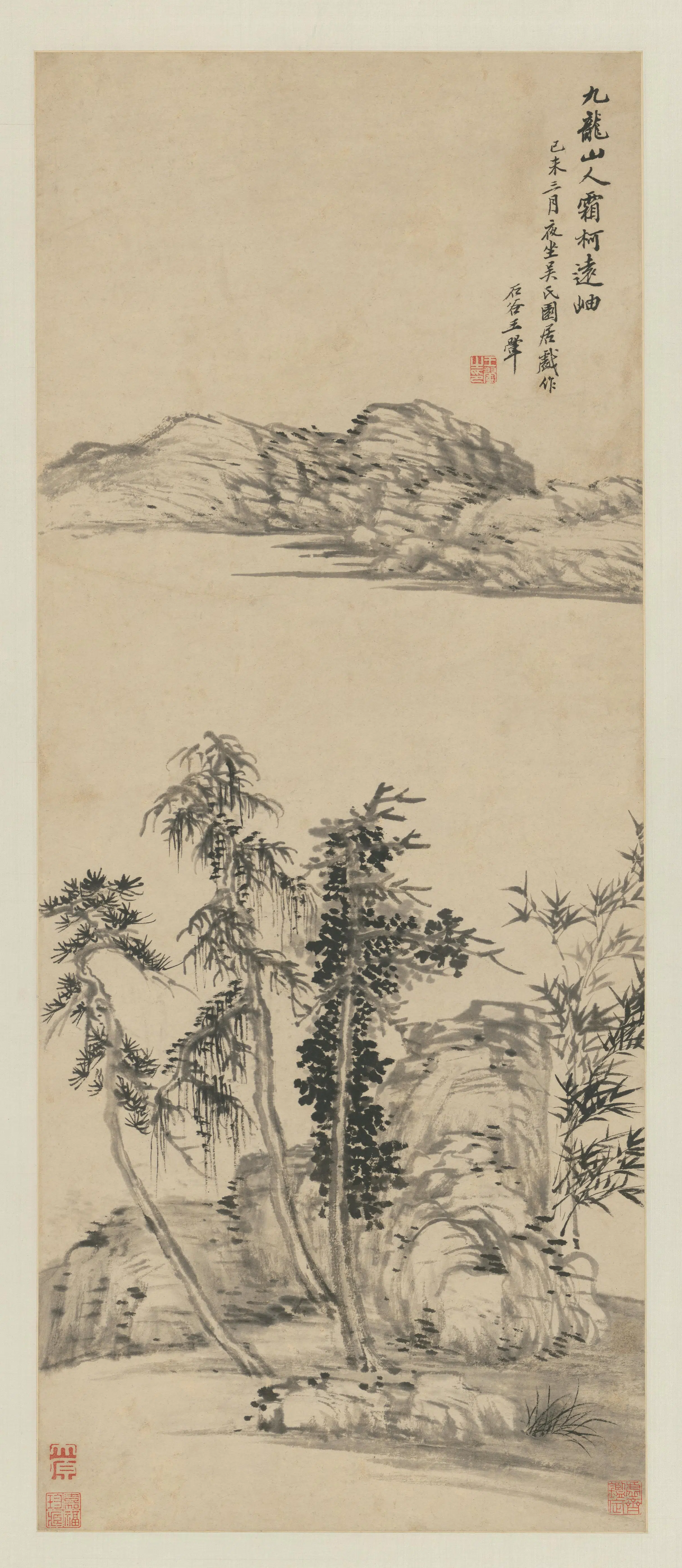 清代【王翚】《霜柯远岫轴》