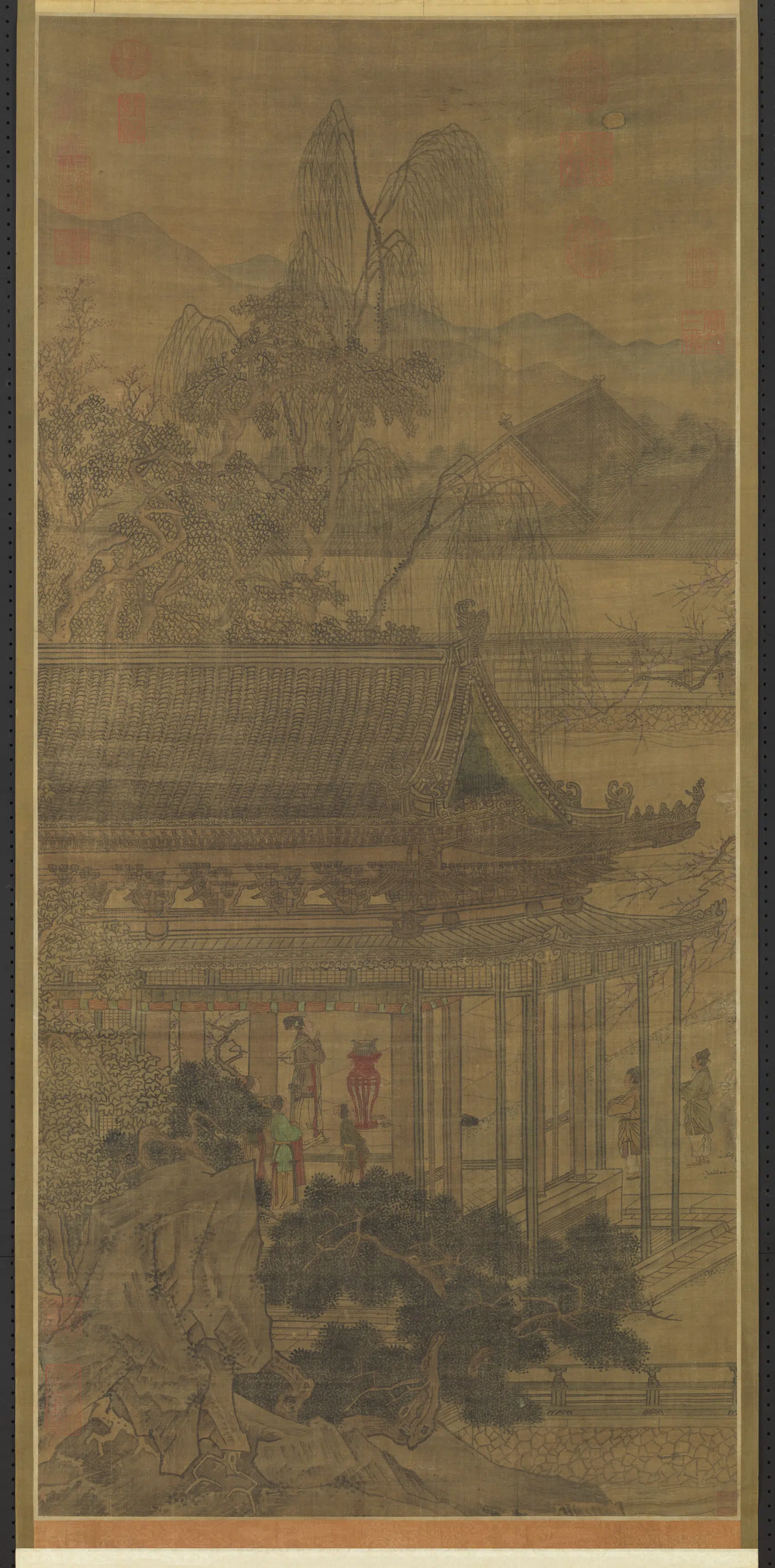 宋代《宋人拜月图轴》