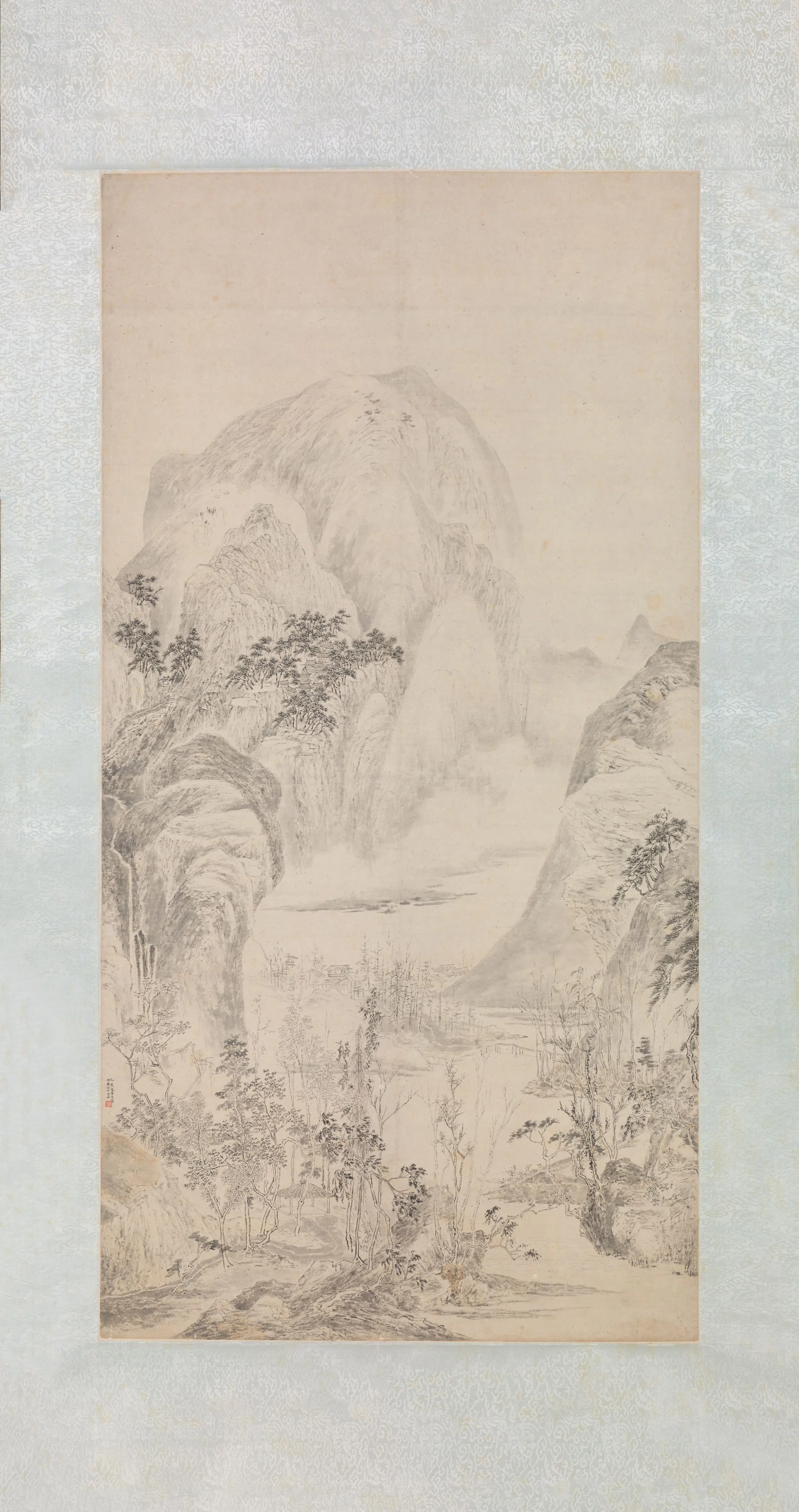清代【华喦（华岩)】《淡墨溪山图轴》