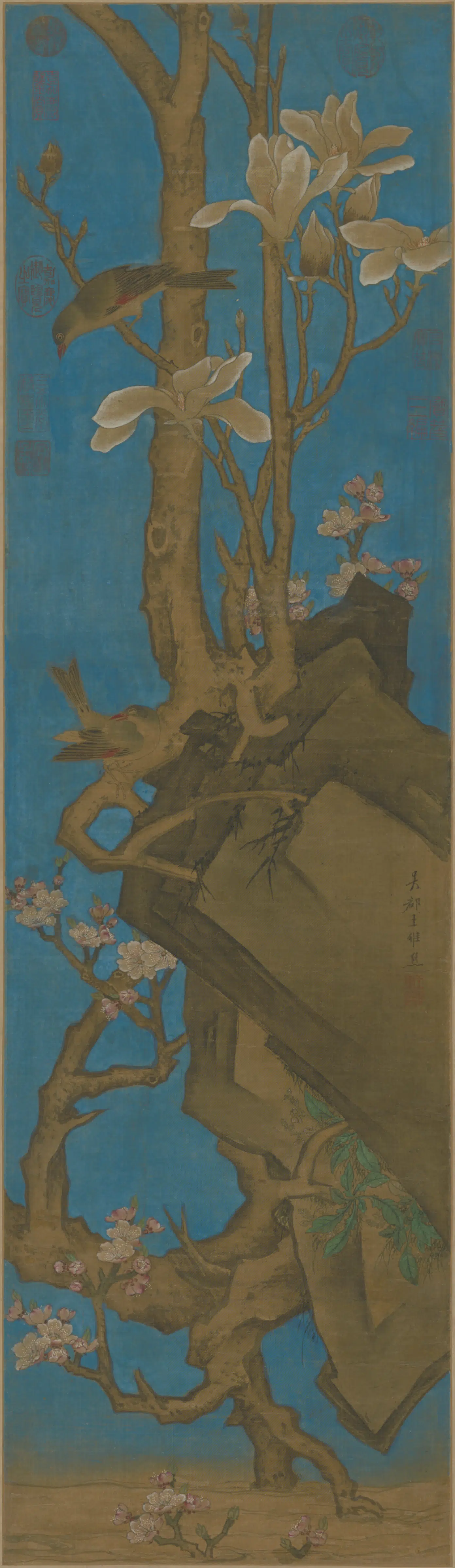 隋唐【王维】《烈花鸟图轴》