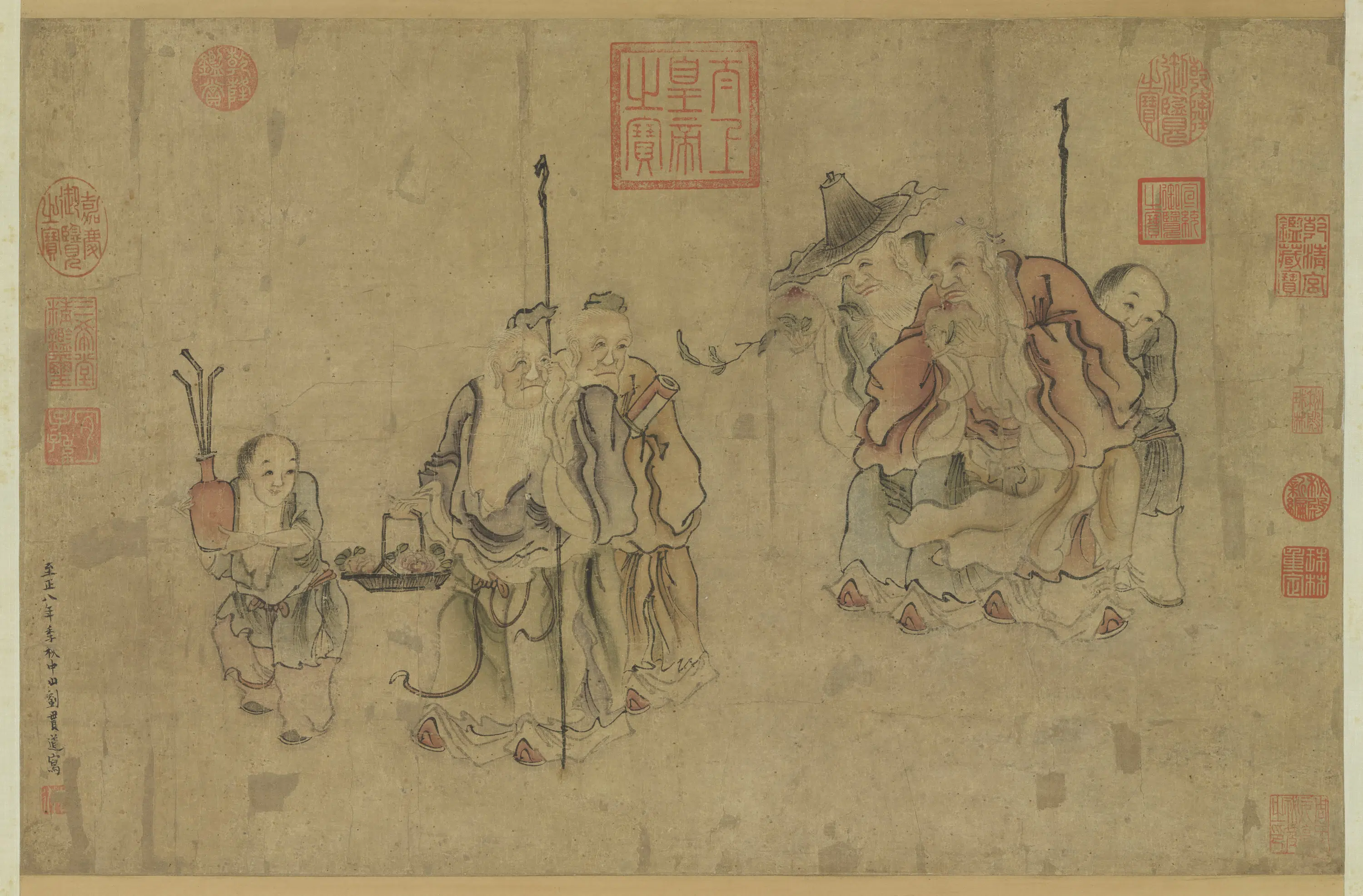 元朝【刘贯道】《群仙献寿图轴》