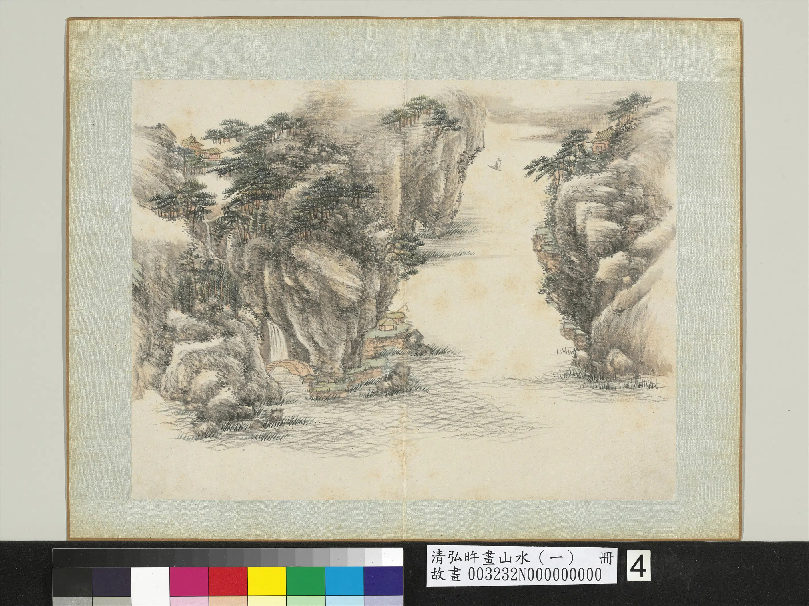 清代【爱新觉罗弘旿】《画山水（一）册-远峡归帆》