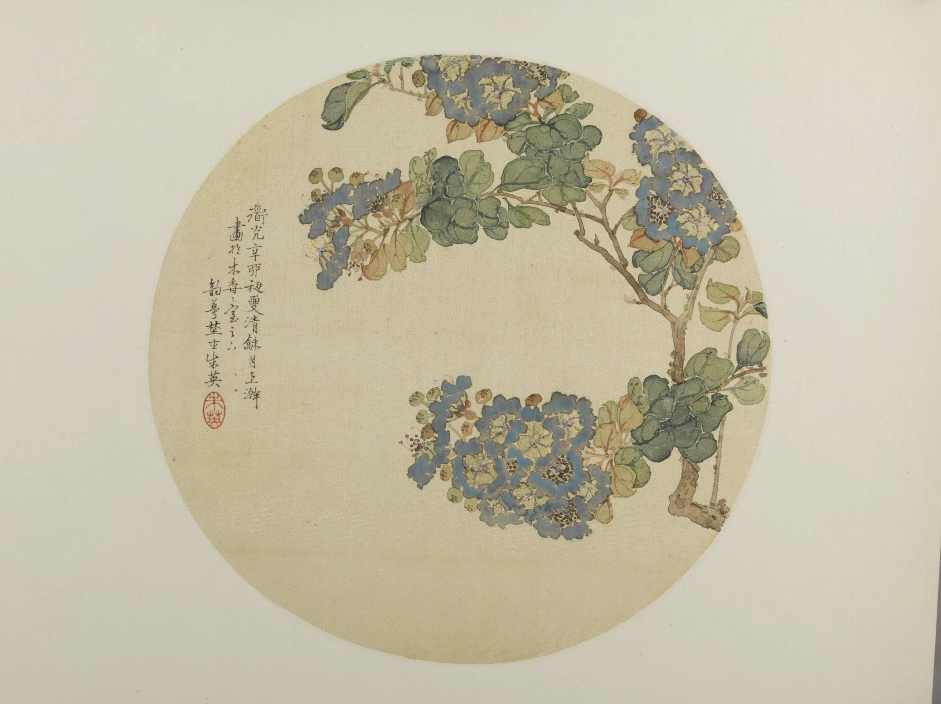 清代【朱英】《梨花纨扇页》