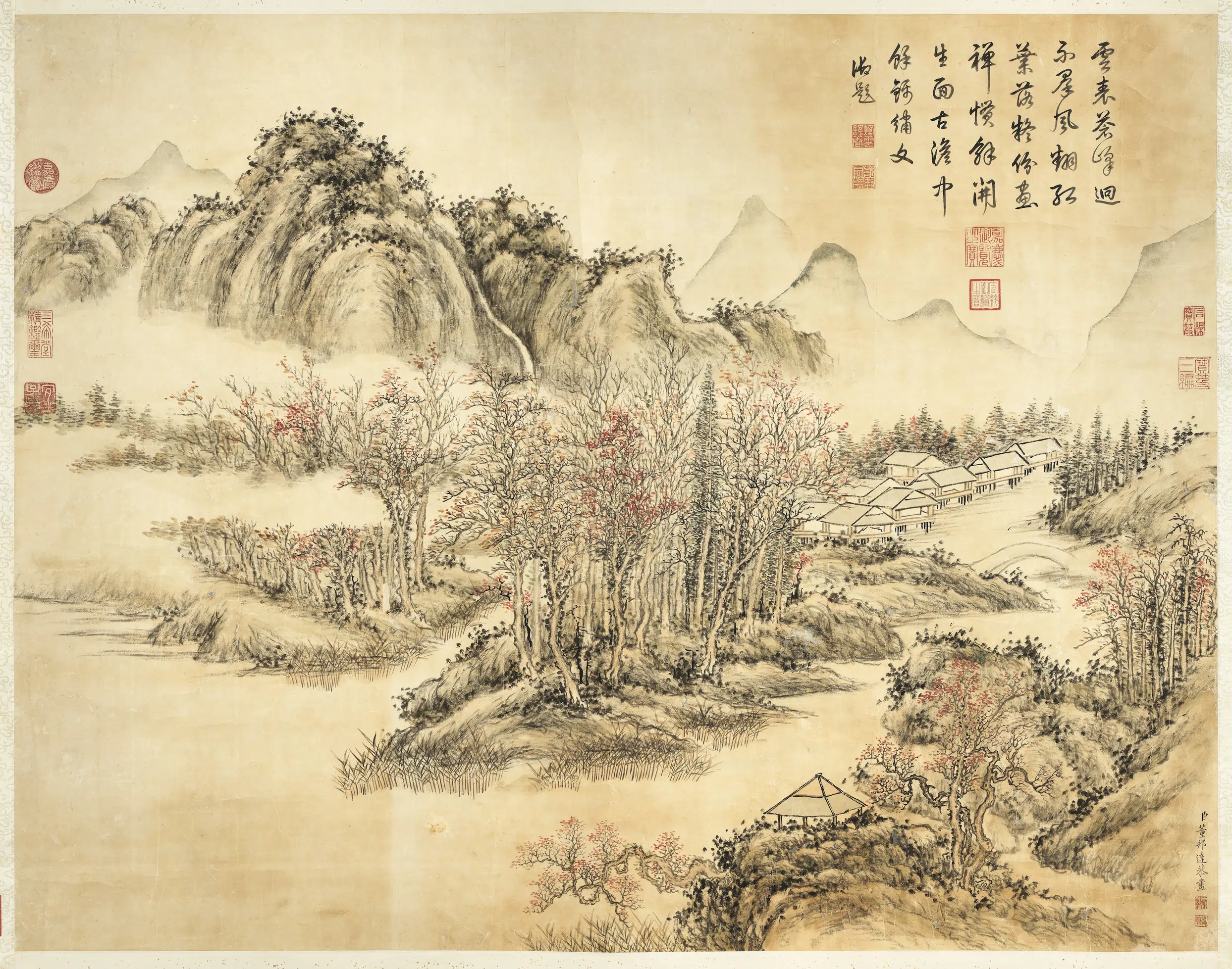 清代【董邦达】《山水高宗御题图轴-2》