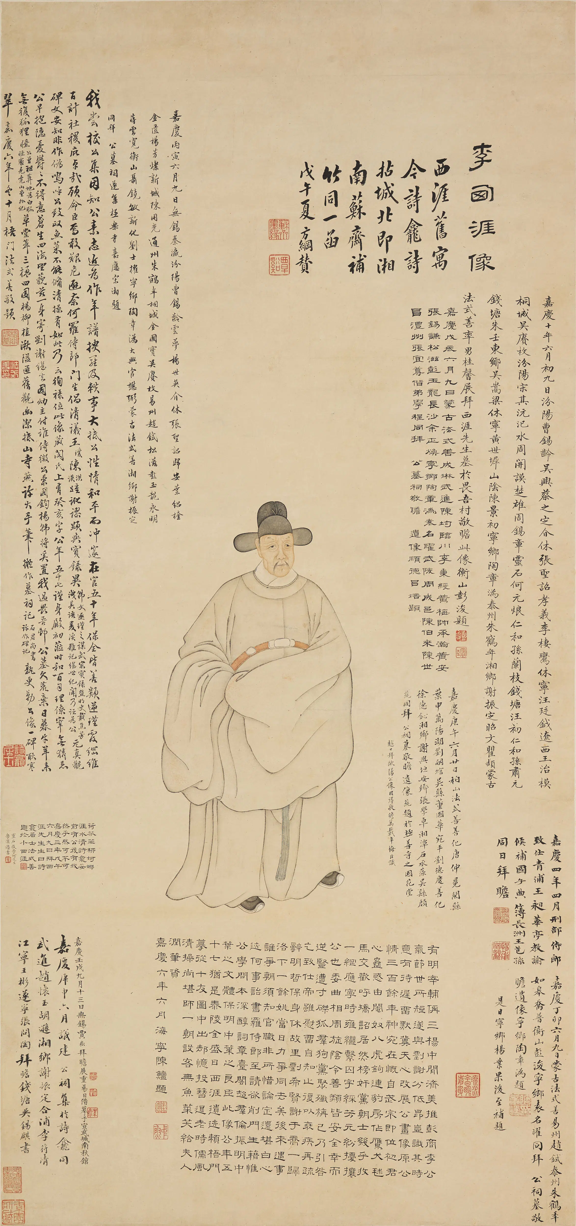 清代【贾崧】《李东阳肖像轴》