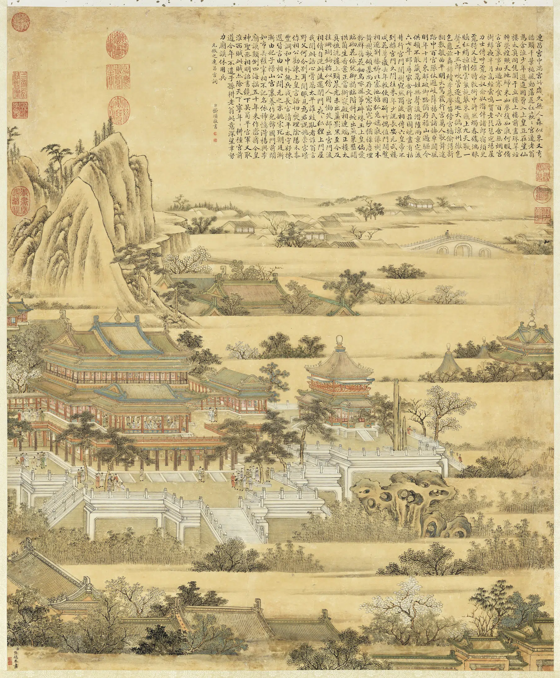 清代【张镐】《连昌宫图轴》