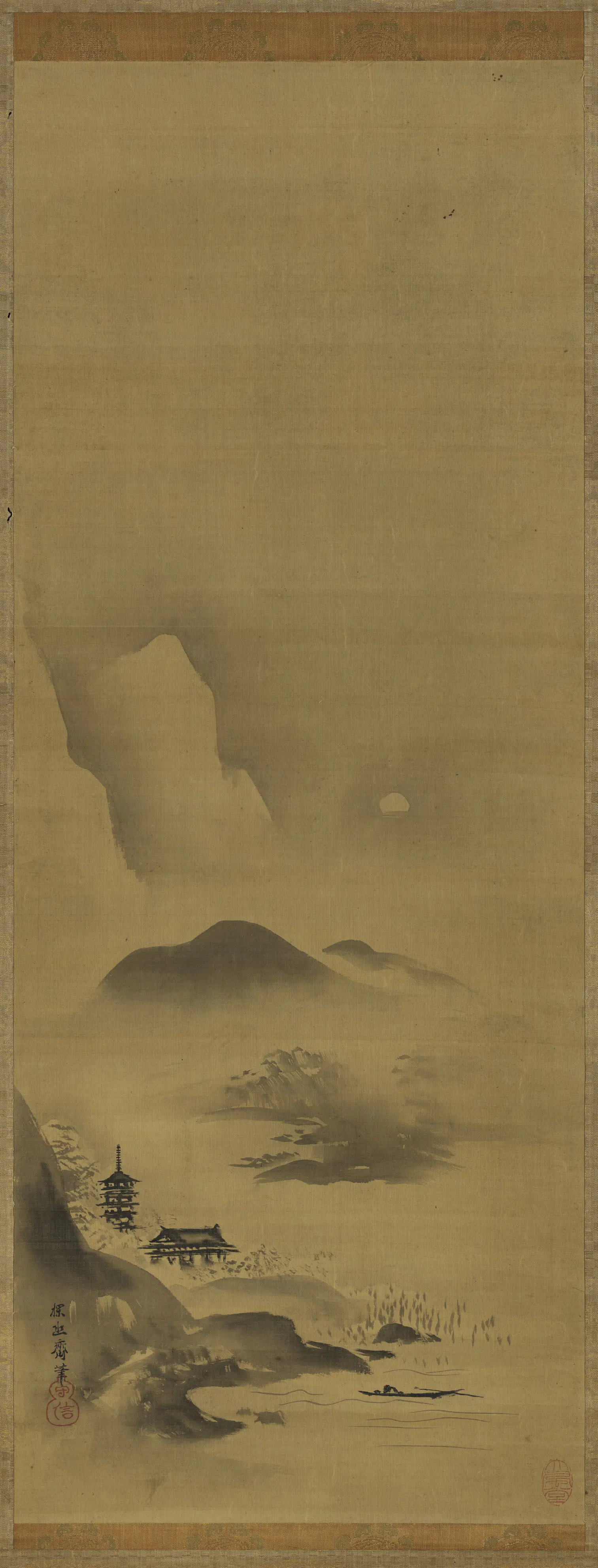 日本【狩野探幽（探幽守信）】《山水图轴》