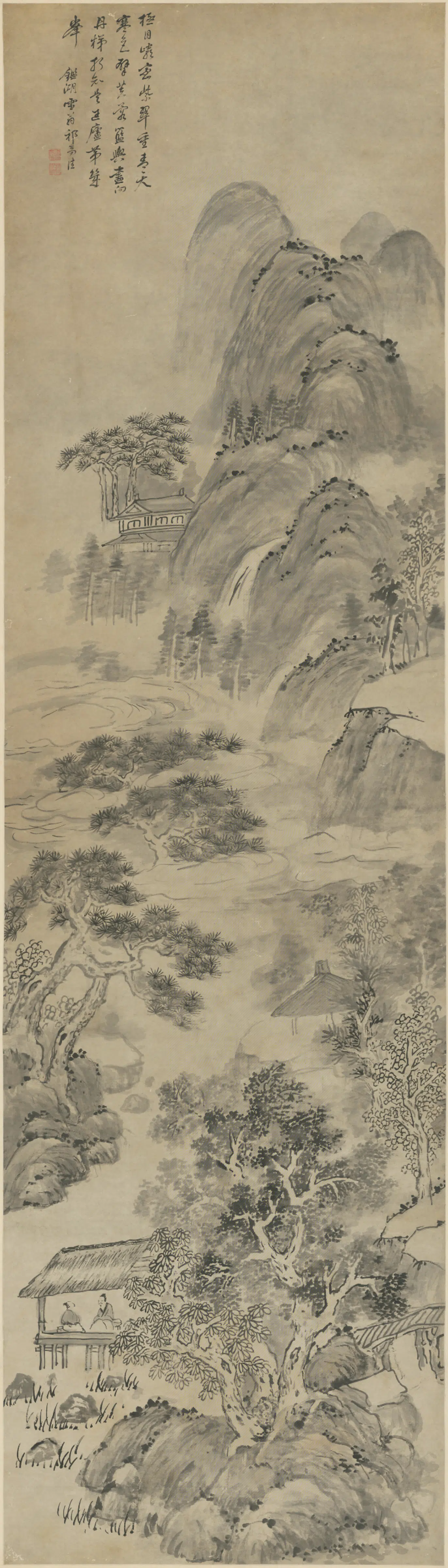 明朝【祁豸佳】《山水轴》