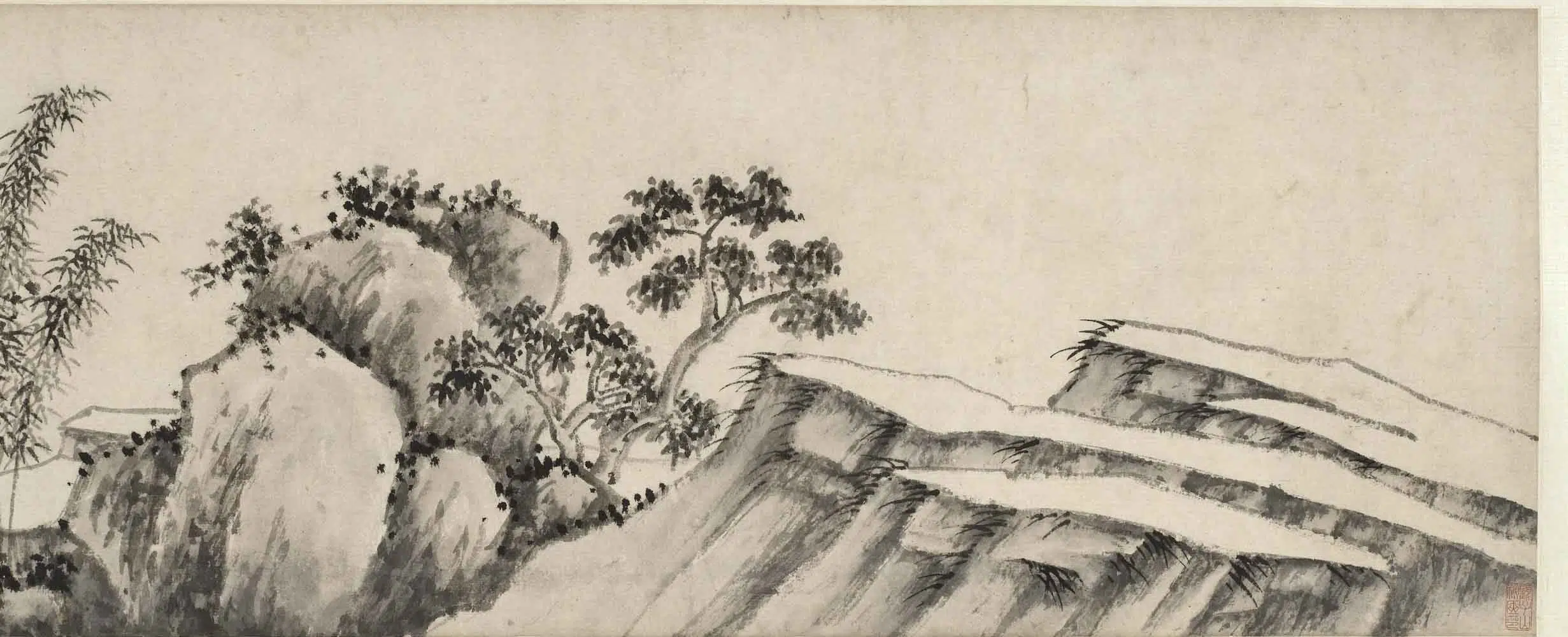 明朝【沈周】《江云溪月图卷》 第2张