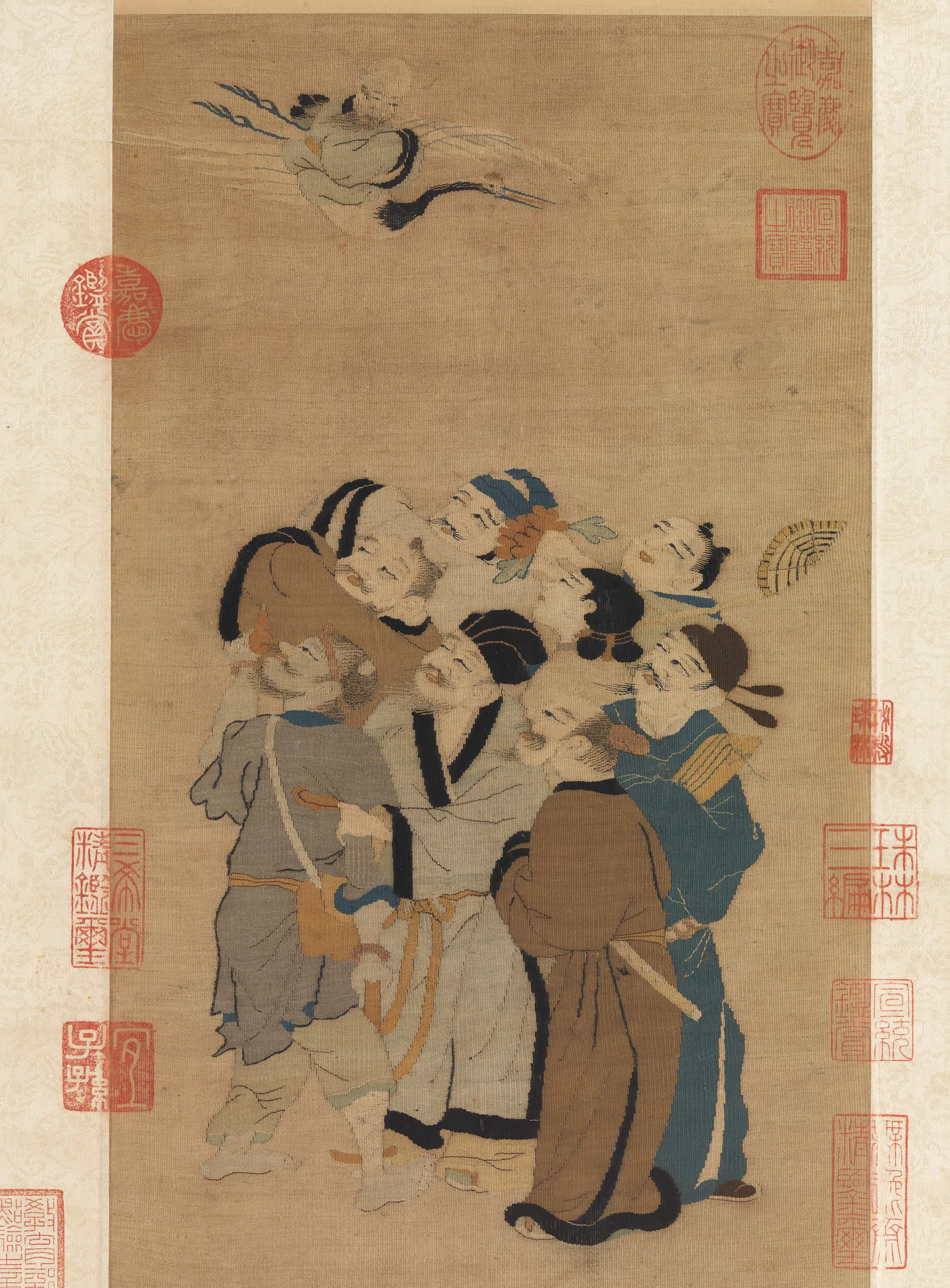 宋代《宋缂丝群仙拱寿图轴》