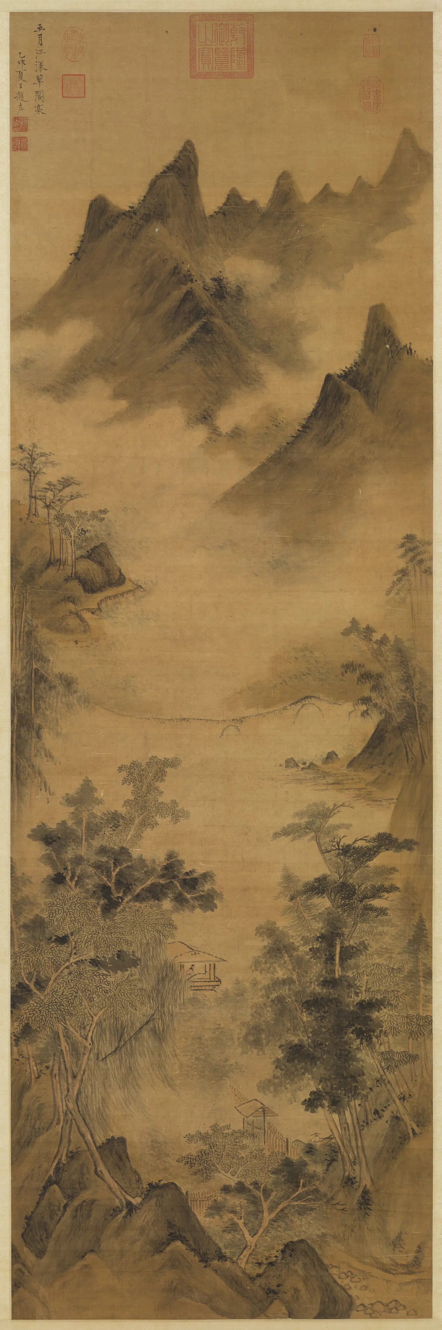 明朝【赵左】《寒江草阁图轴》