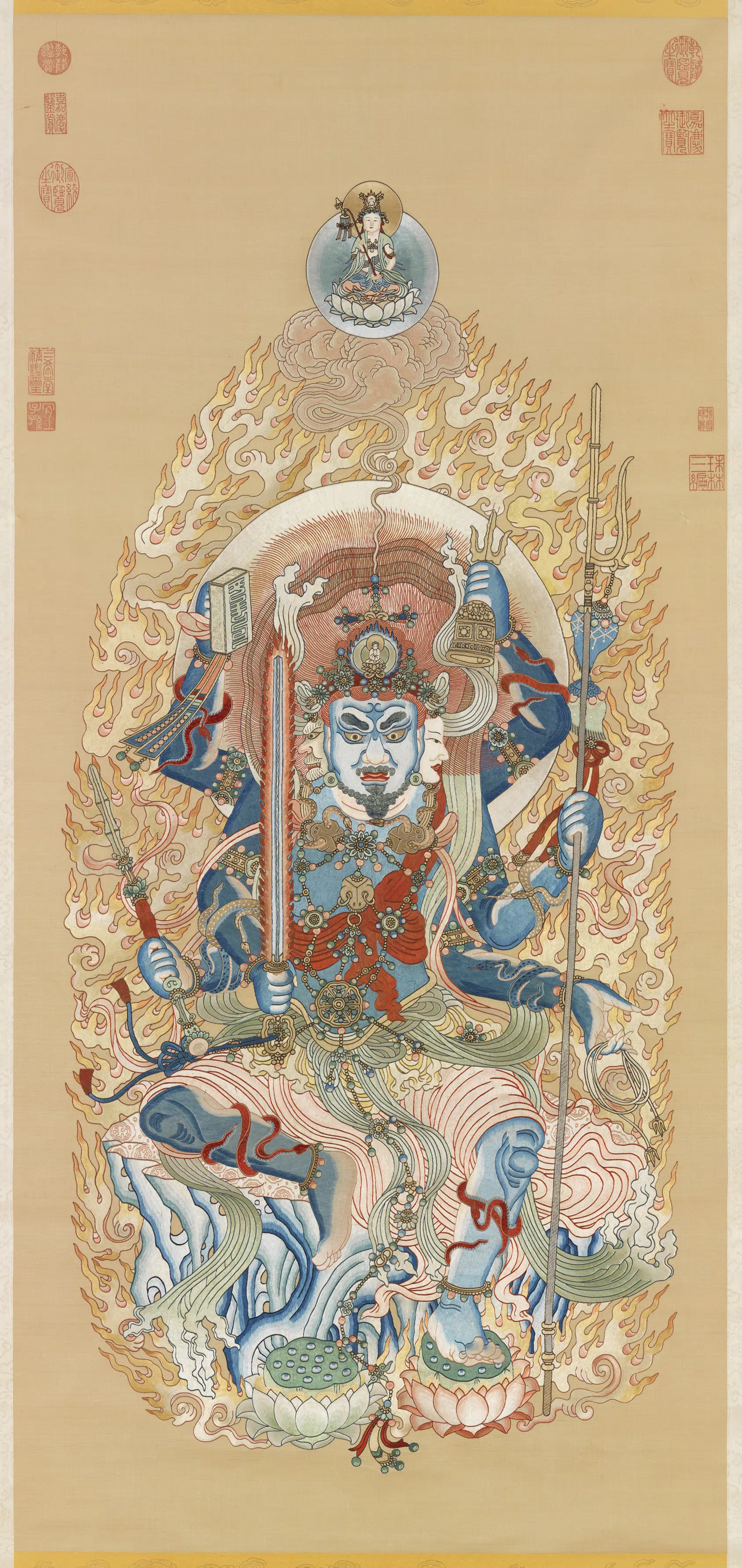 《绣线佛像（八）明王图轴》
