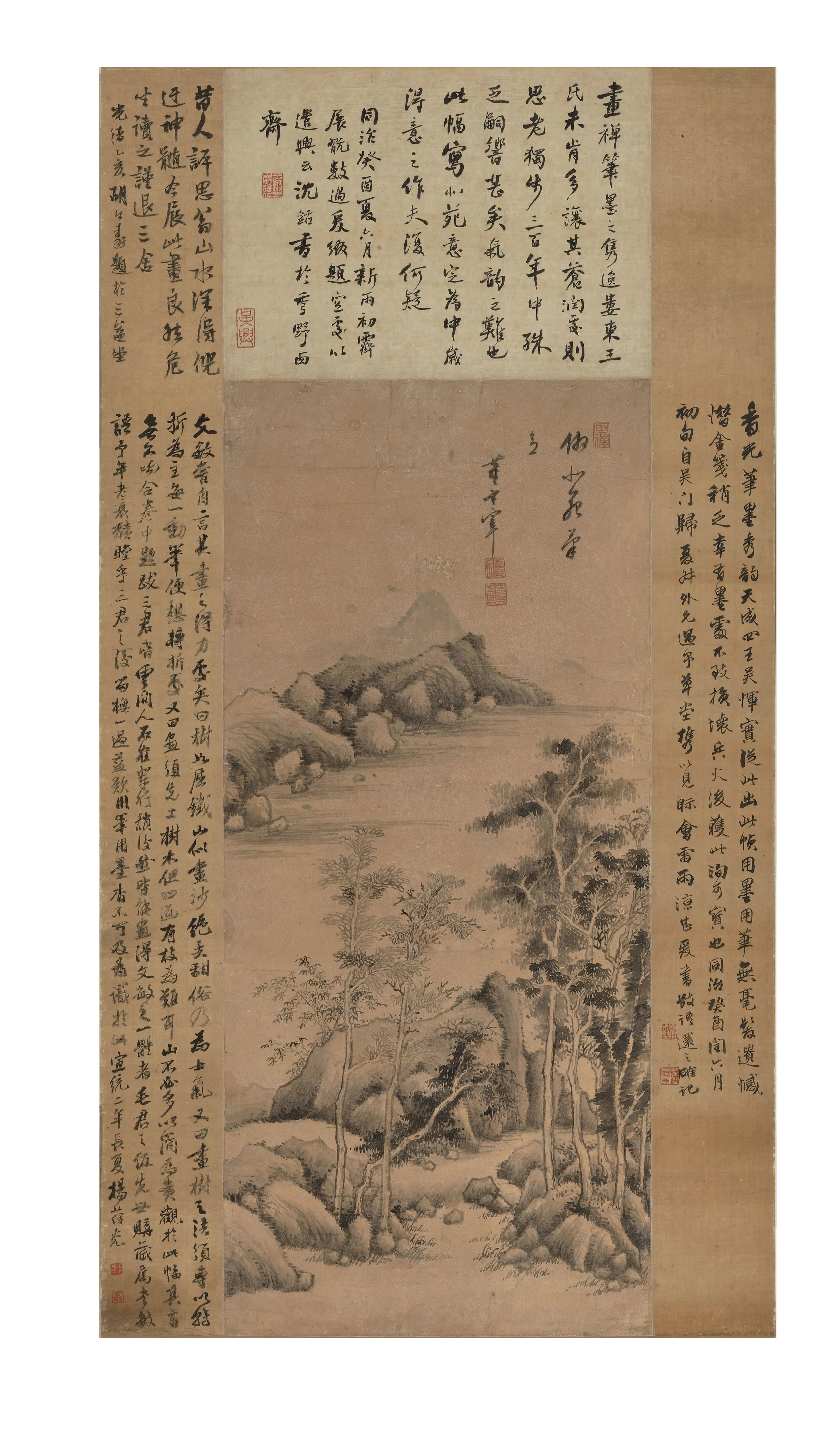 明朝【董其昌】《仿北苑山水轴》