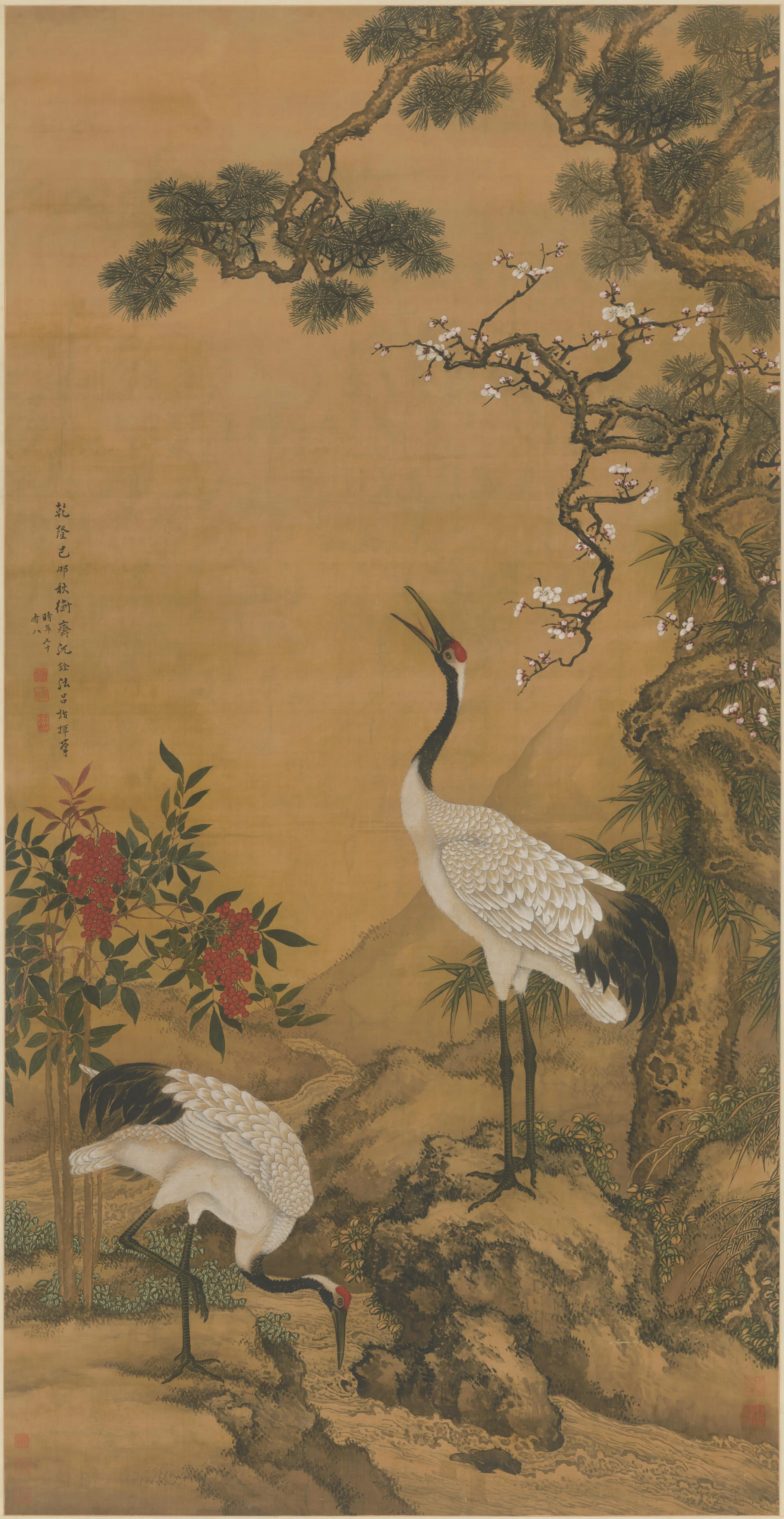 清代【沈铨】《松鹤图轴》