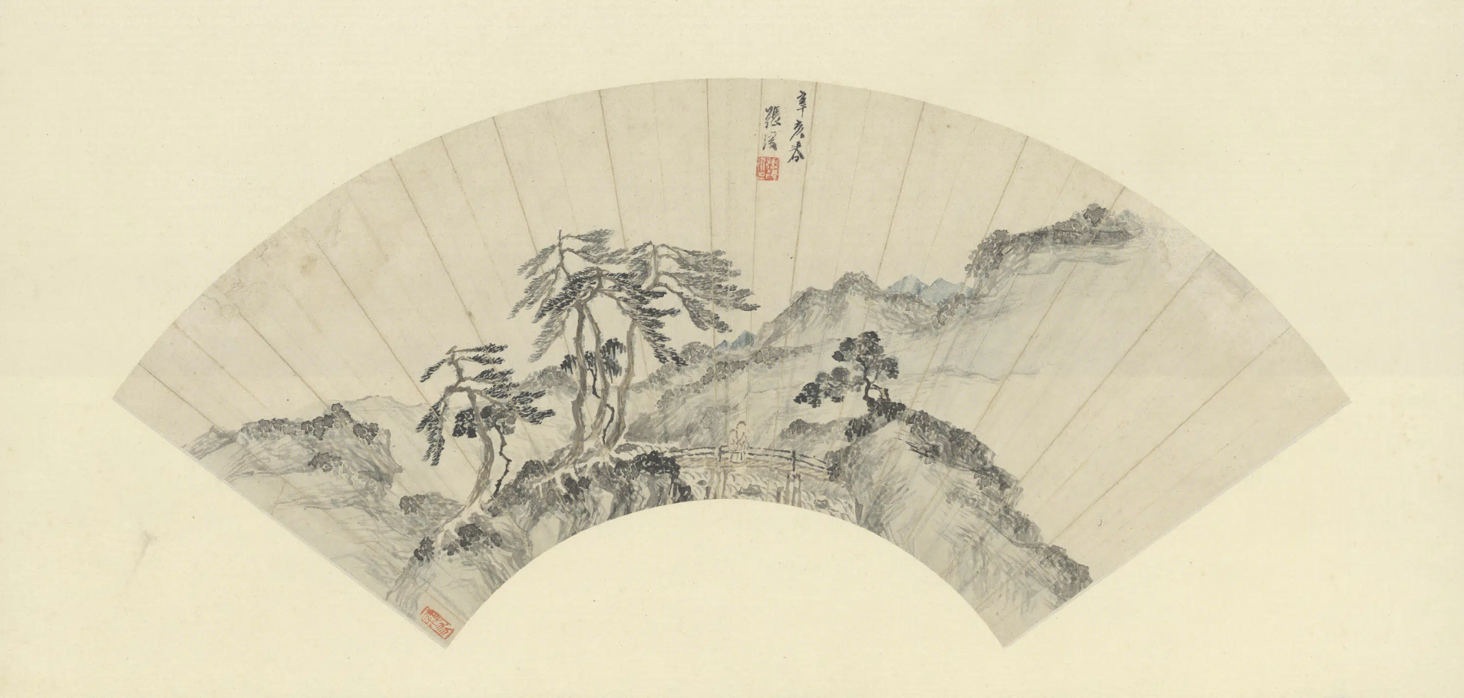 明朝【张復】《山水扇页》