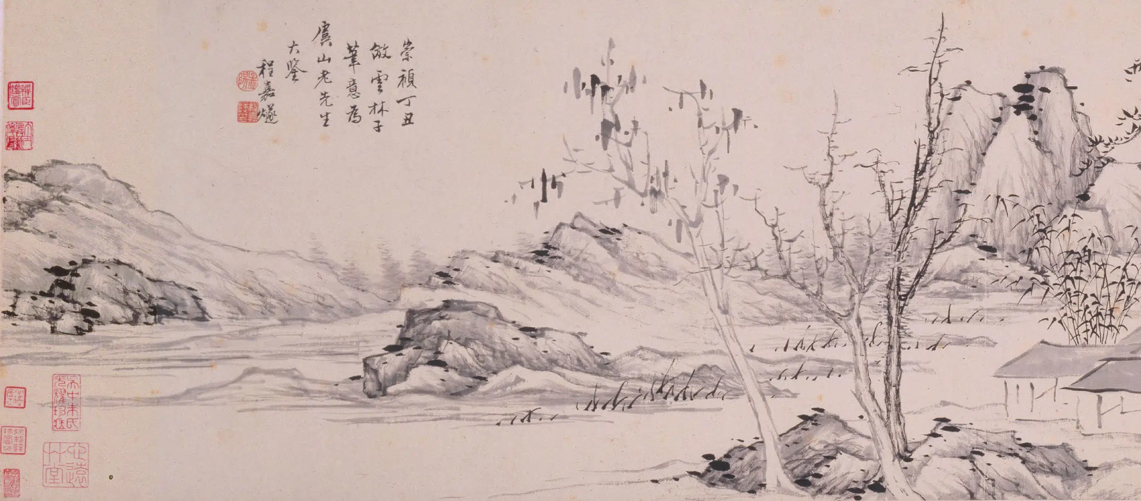 明朝【程嘉燧】《仿倪瓒山水图卷》 第1张