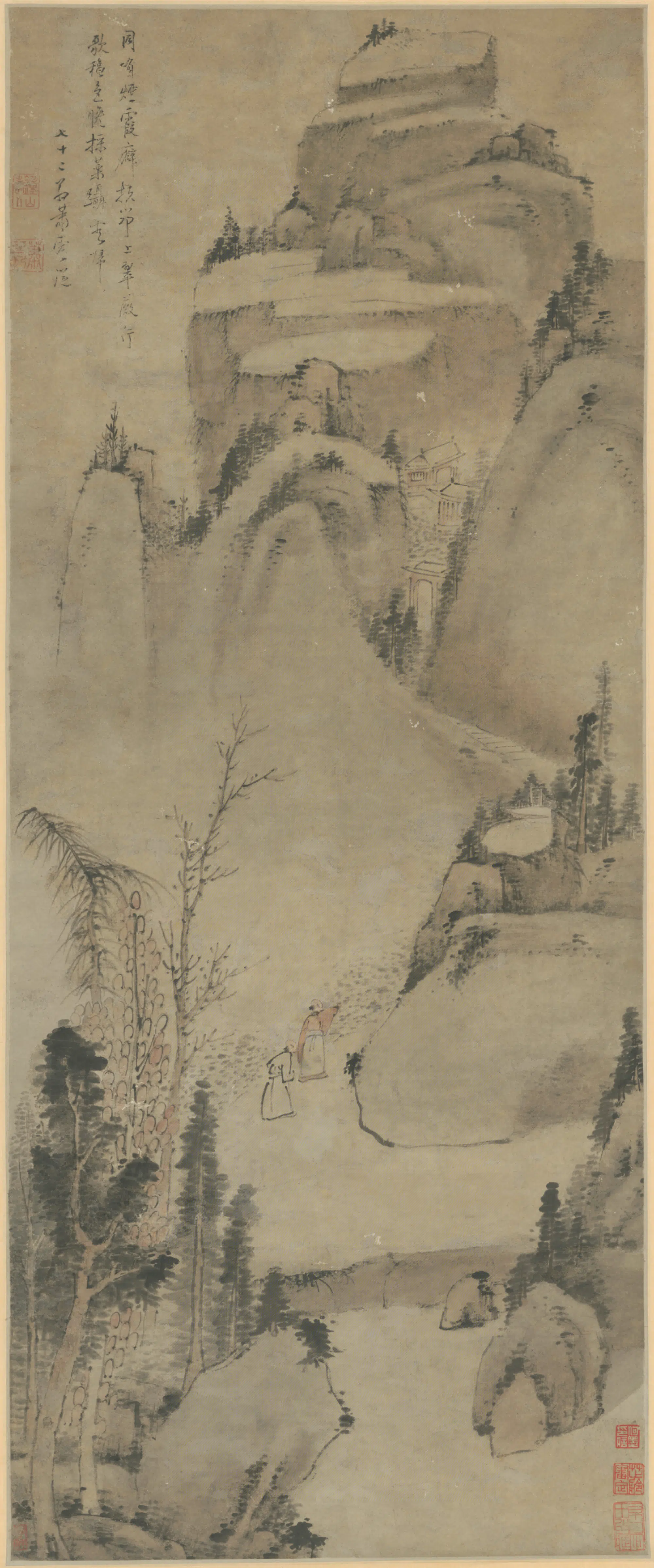 清代【萧云从】《山水图轴》