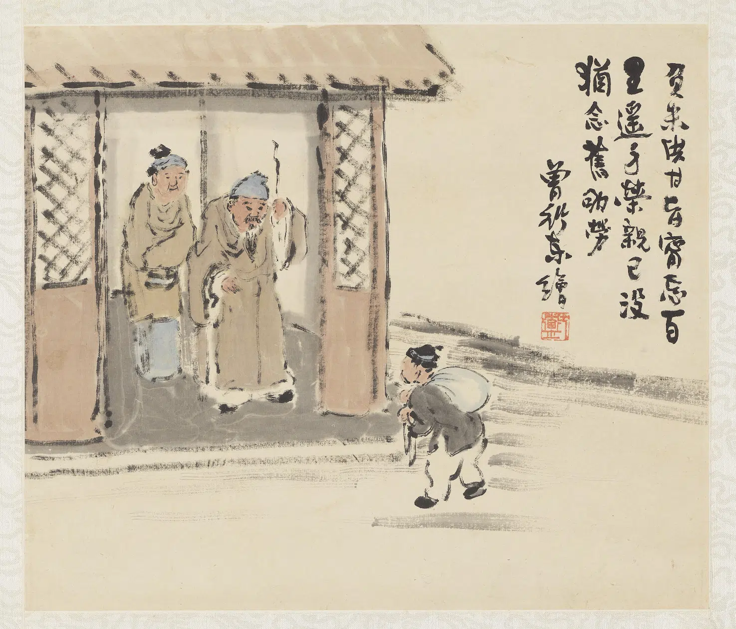 清代【曾衍东】《二十四孝八屏图轴-负米养亲》