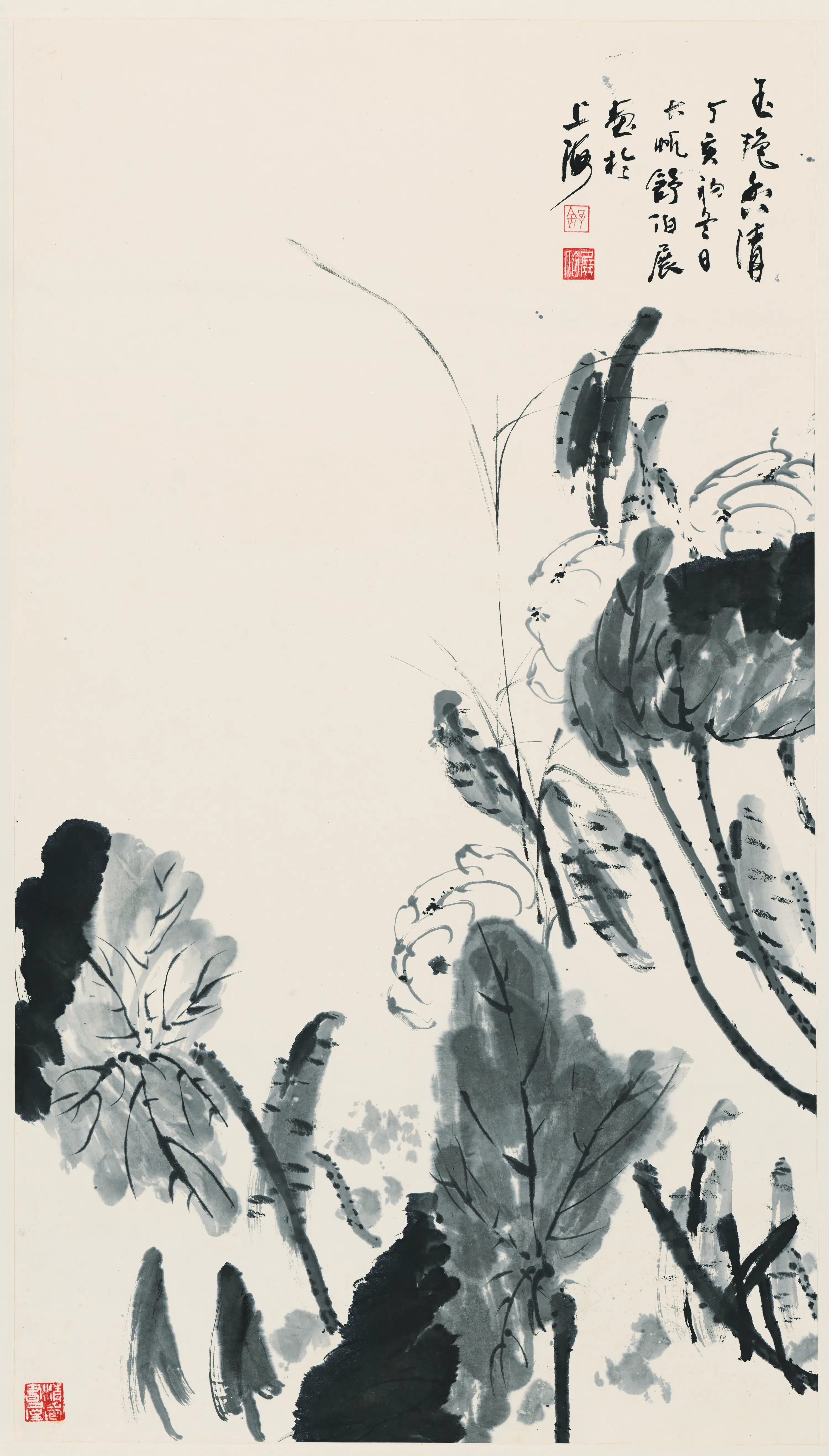 近现代【舒伯展】《绘画墨荷图》