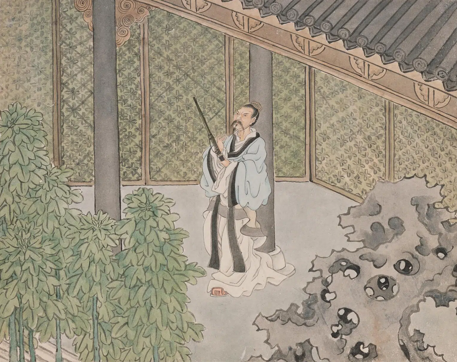清代【任熊】《人物山水册》 第5张