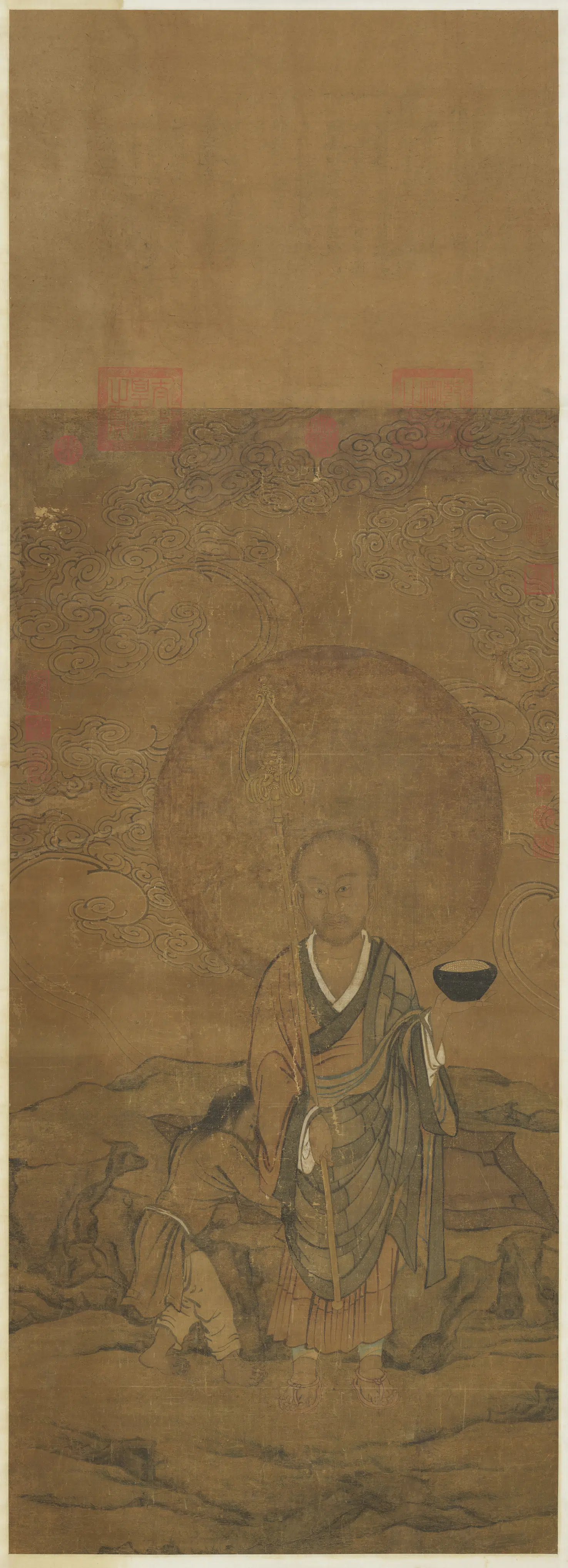 宋代《宋人画十六尊者（二）图轴》