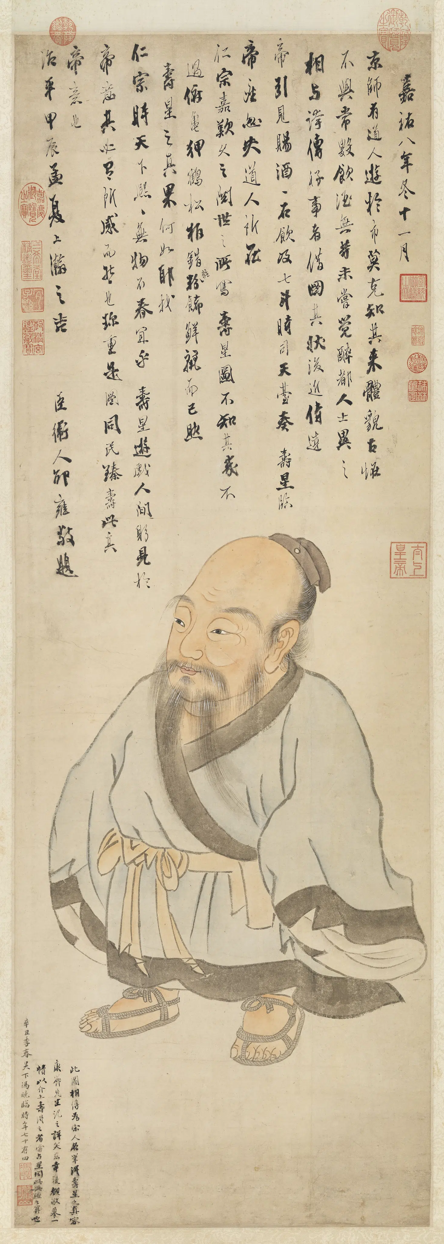 明朝【冯晓】《画寿星图轴》 第1张