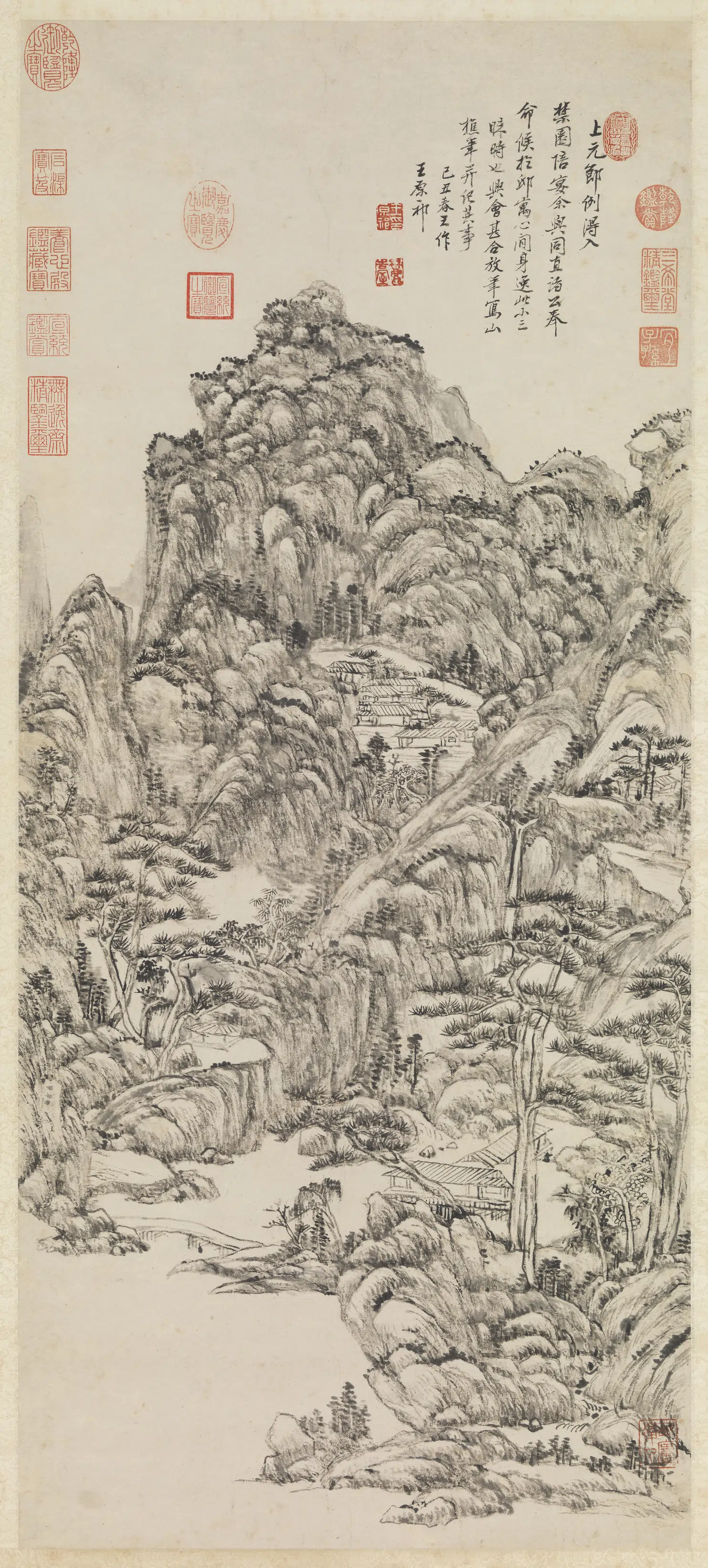 清代【王原祁】《仿王蒙笔意图轴-1》