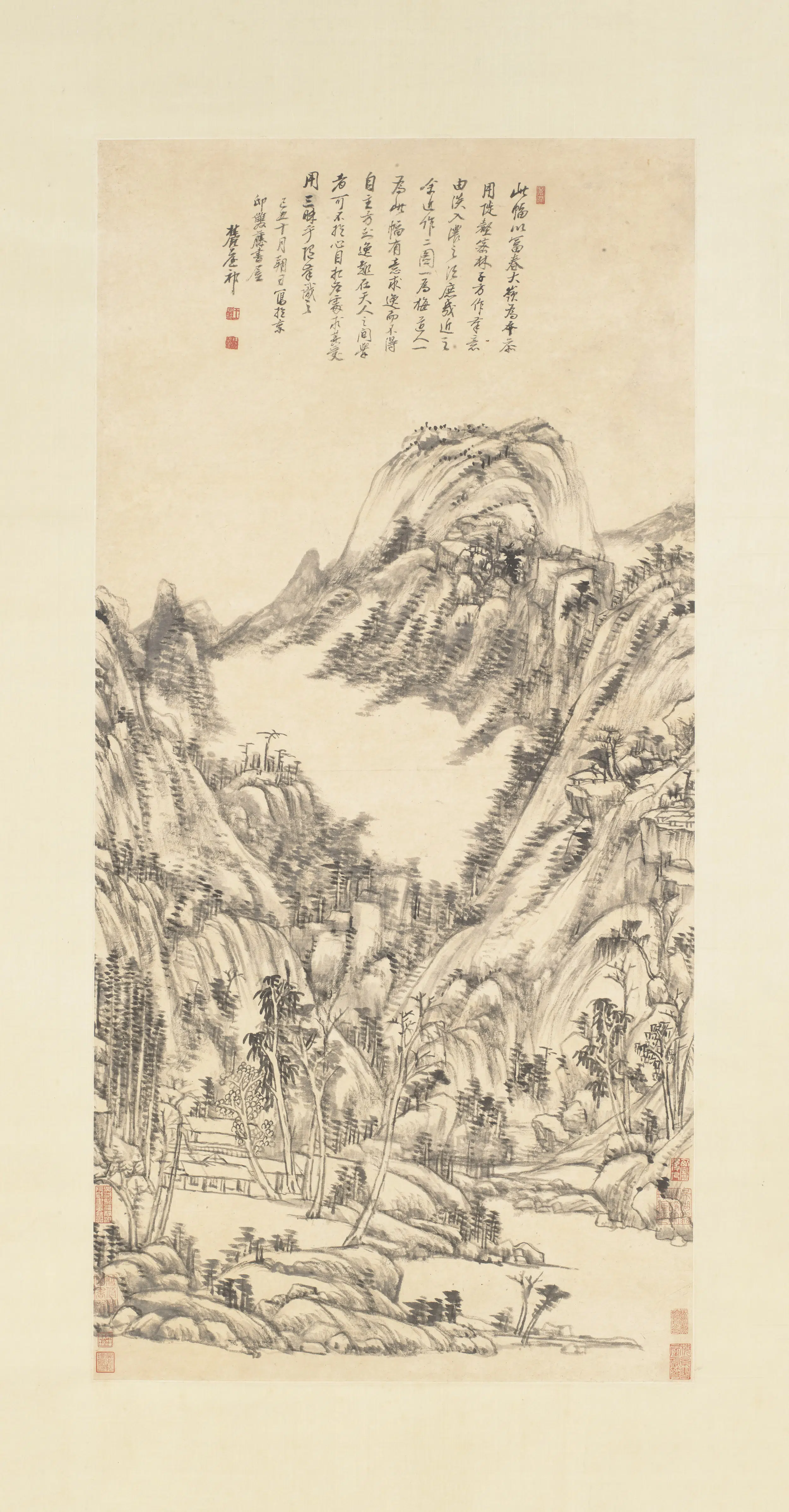 清代【王原祁】《仿黄公望富春大岭图轴》