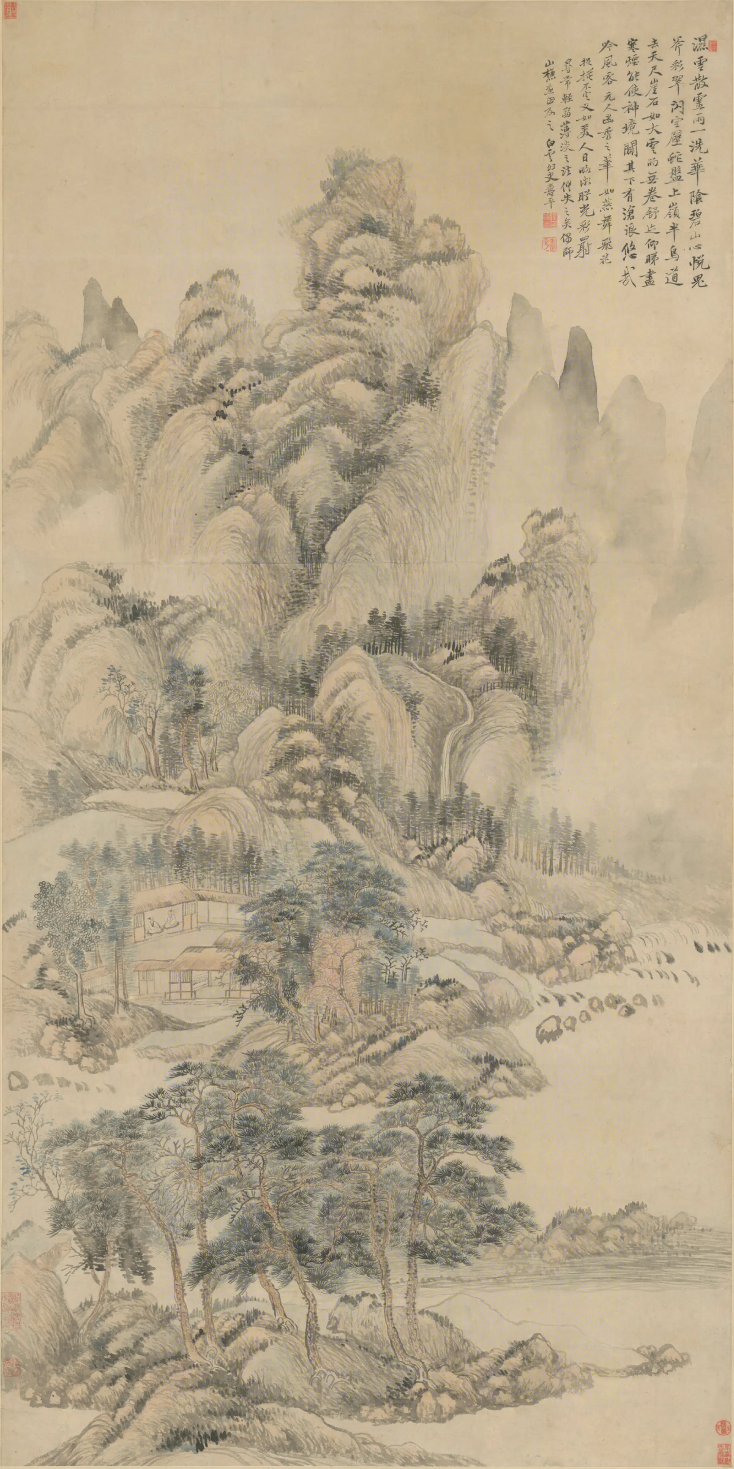 清代【恽寿平】《临王蒙山水轴》 第1张 清代【恽寿平】《临王蒙山水轴》 第1张