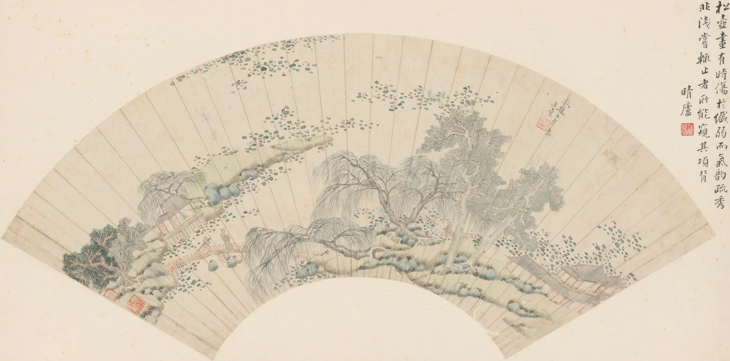 清代【钱杜】《仿赵大年山水扇》