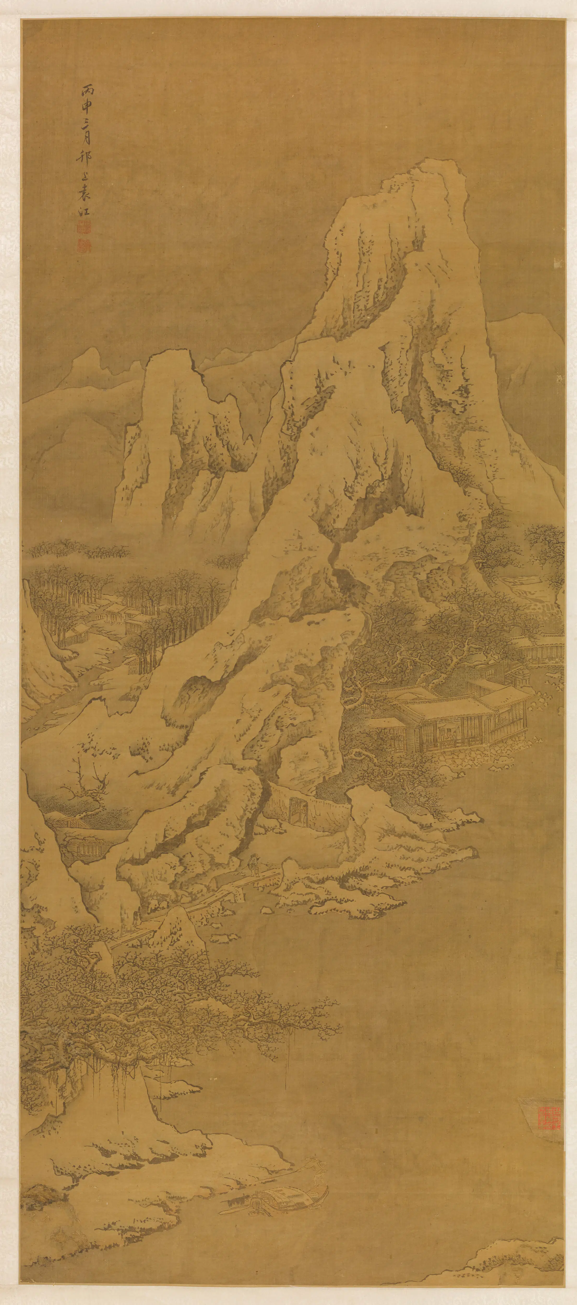 清代【袁江】《雪景山水图轴》