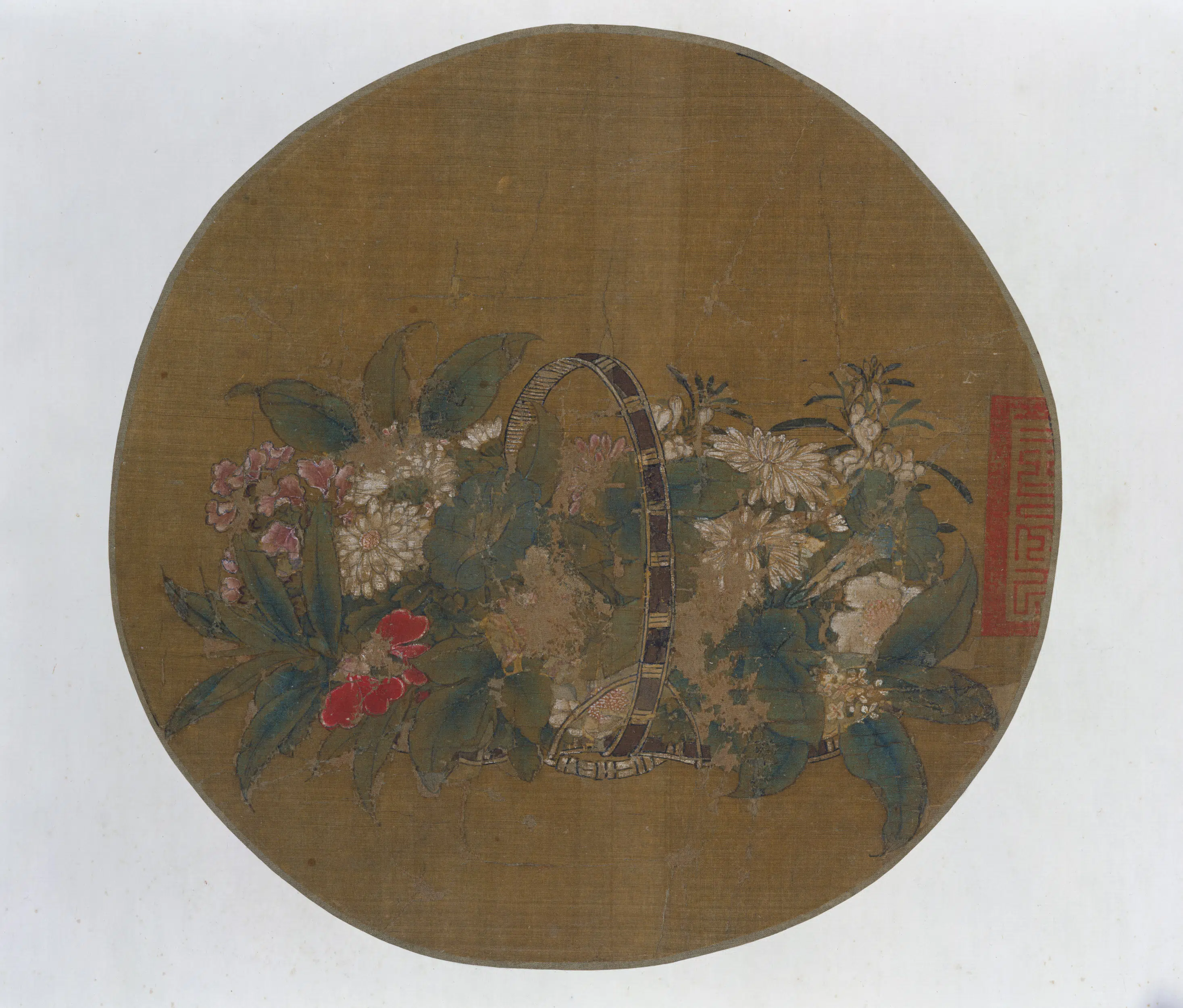 南宋【佚名】《花篮图纨扇页》